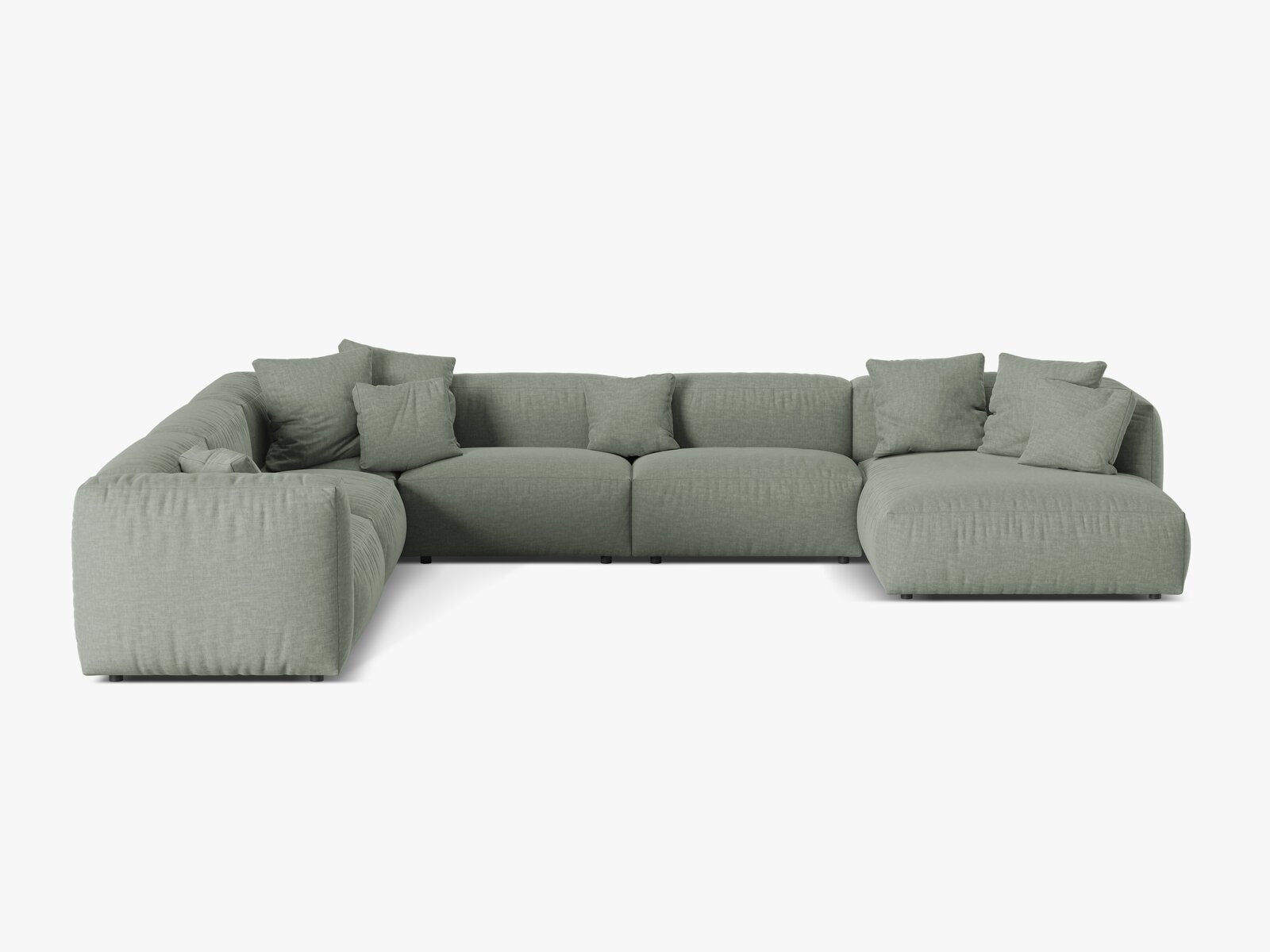 Micadoni modulares Ecksofa XL Martina 6-Sitzer Links Strukturierter Stoff Boston Moßgrün