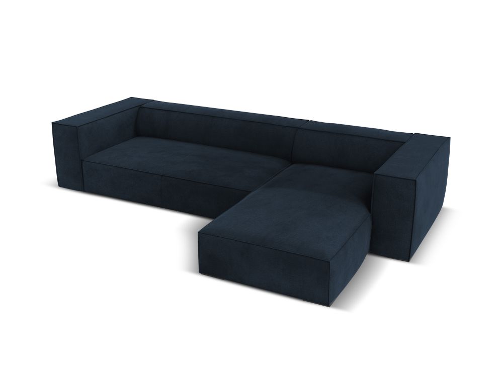 Cosmopolitan Design Ecksofa Turin 5-Sitzer Strukturierter Stoff Rosario Dunkelblau Rechts