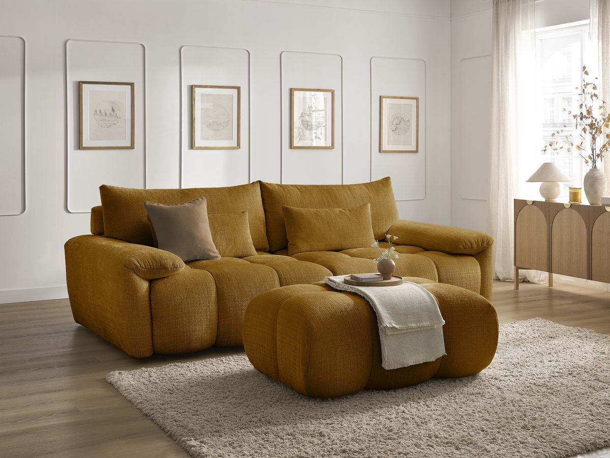 Bobochic Ivane Sofa 4-Sitzer Strukturstoff Gelb