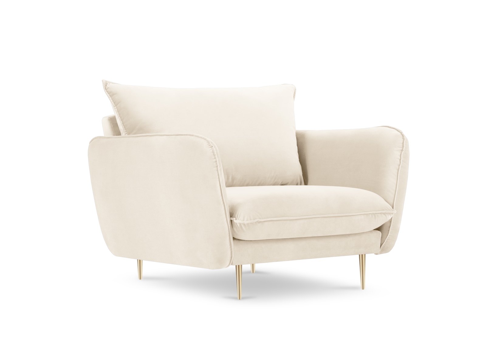 Cosmopolitan Design Sessel Vienna Samt Bluvel Helles Beige Beine Gold