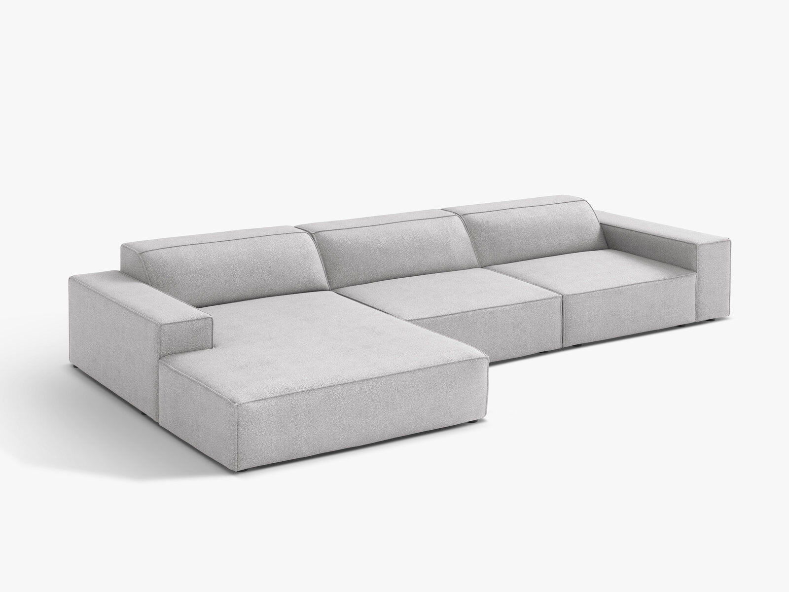 Micadoni Ecksofa Jodie 4-Sitzer Links Boucle Baloo Hellgrau