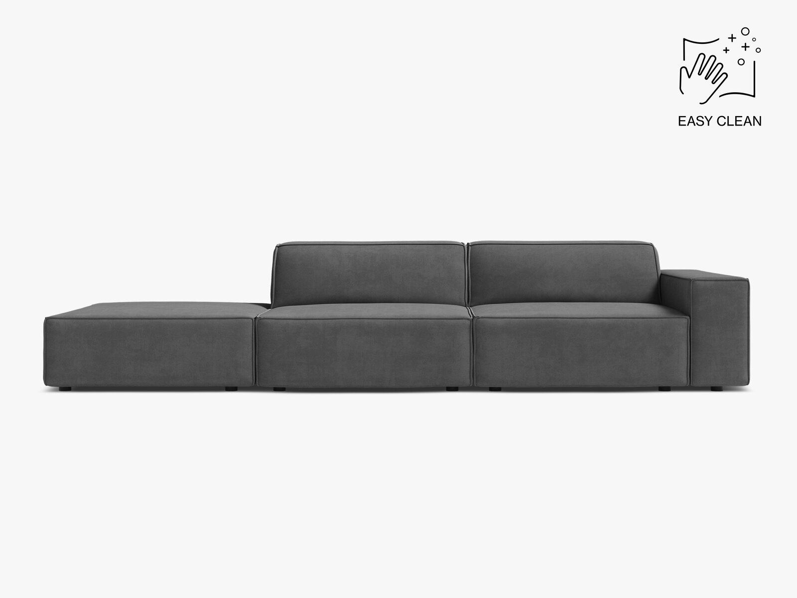 Micadoni Sofa Jodie 3-Sitzer Links Samt Venus Grau