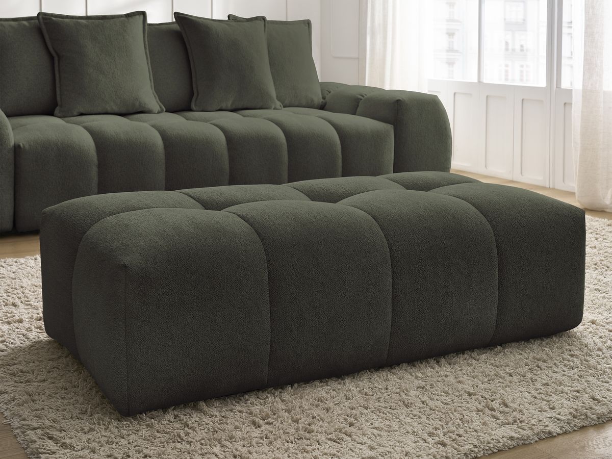 Bobochic Everest Sofa 3-Sitzer mit Pouf, 5 Kissen Melange-Stoff Grün