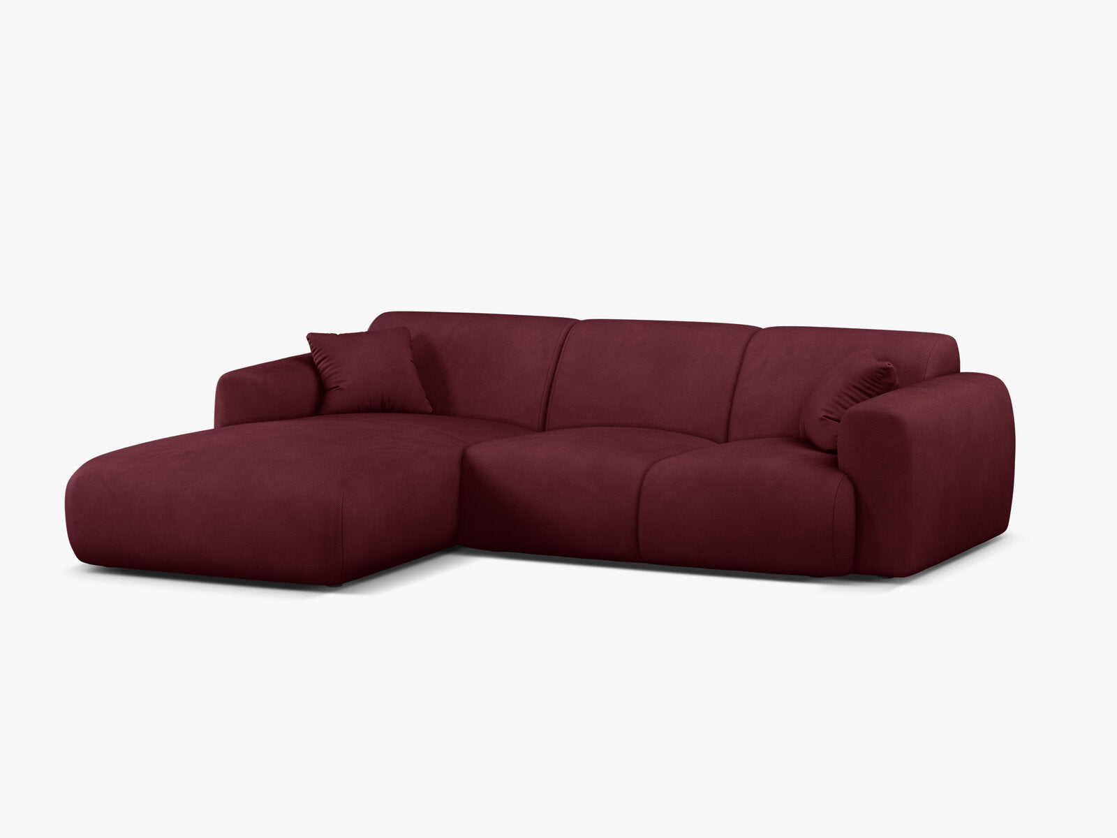 Micadoni Ecksofa Molino 4-Sitzer Links Strukturierter Stoff Rebel Bordeaux