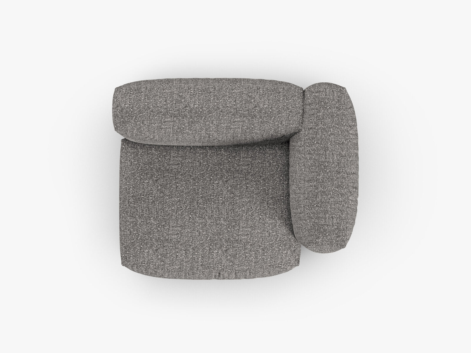 Micadoni Eckmodul mit Armlehne Martina 1-Sitzer 90cm Sitztiefe Rechts Boucle Monet Graphit