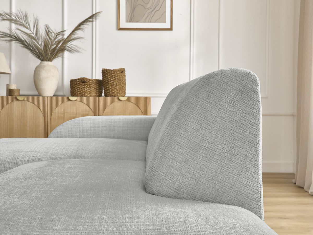 Bobochic Sirius Ecksofa 300 × 170 cm Strukturstoff Hellgrau Ecke links