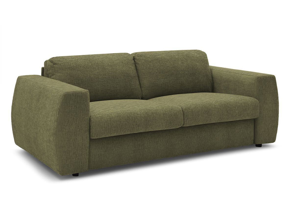 Bobochic Hugo Schlafsofa 3-Sitzer Strukturstoff Grün, Liegefläche 160 × 190 cm