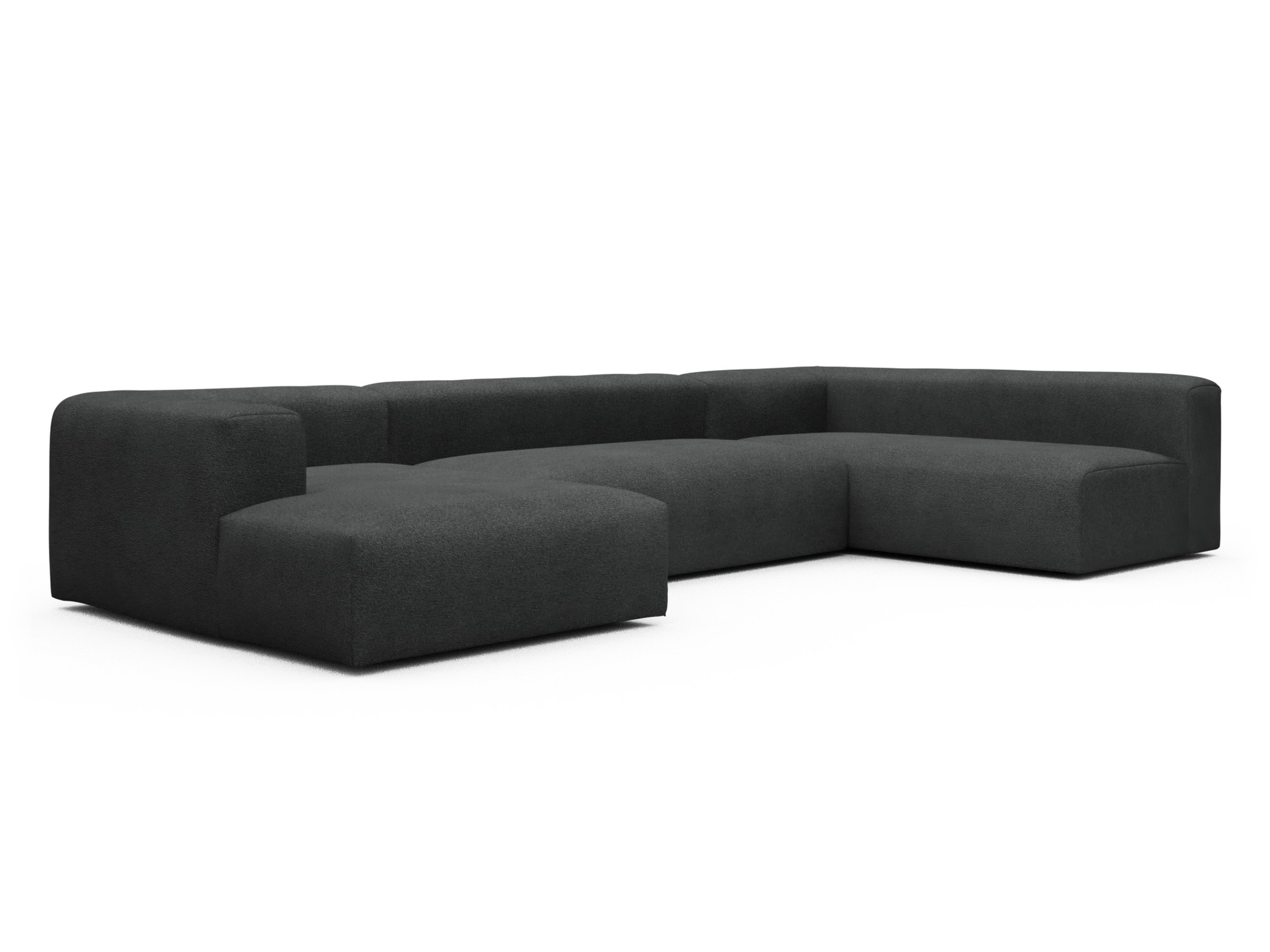 Skandi Home Wohnlandschaft Fred Chaiselongue links mit 2-Sitzer und lange Armlehne rechts Boucle-Charcoal moebelfaktor
