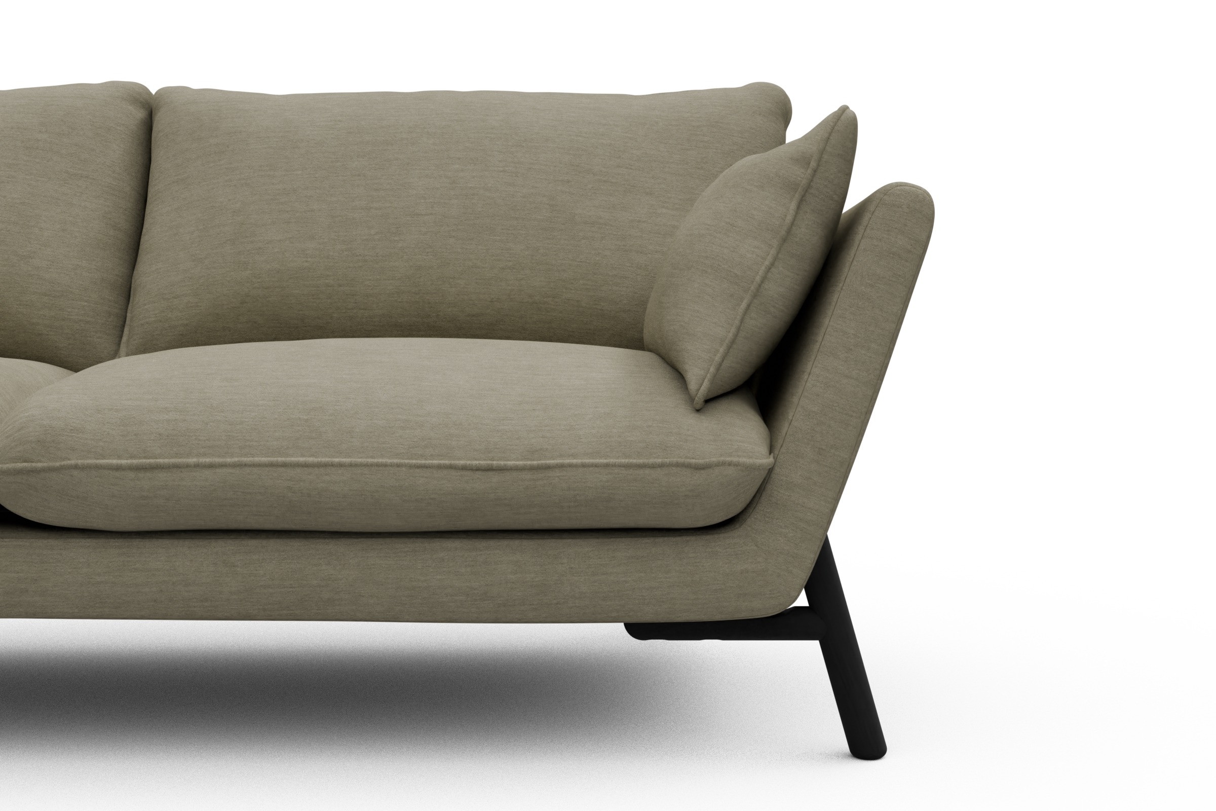 Sofa Emil 2-Sitzer Beinfarbe Eiche Schwarz Vivus-Dusty-Sand