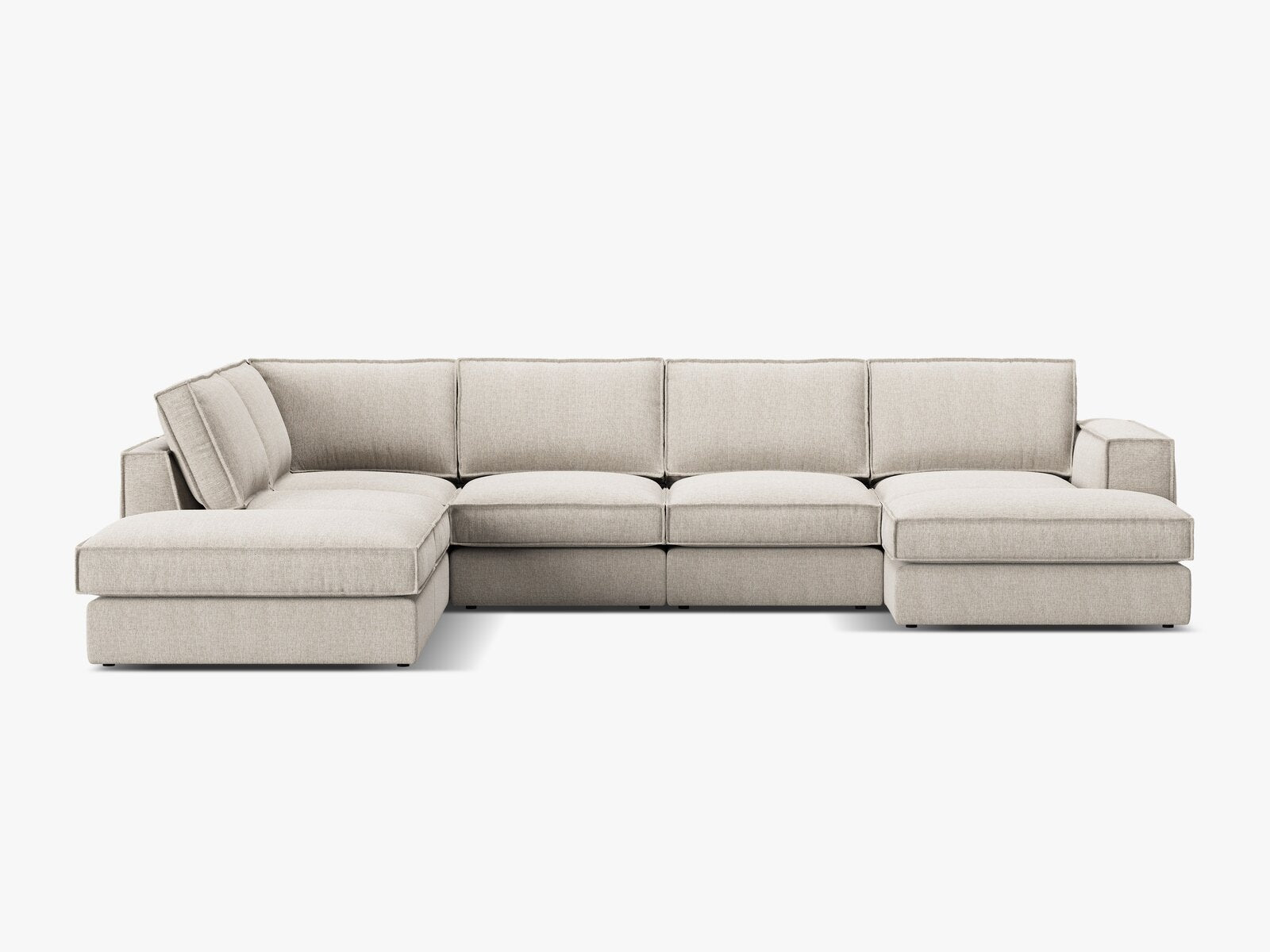 Micadoni modulares Panorama Ecksofa Pola 5-Sitzer Links Strukturierter Stoff Babel Sand