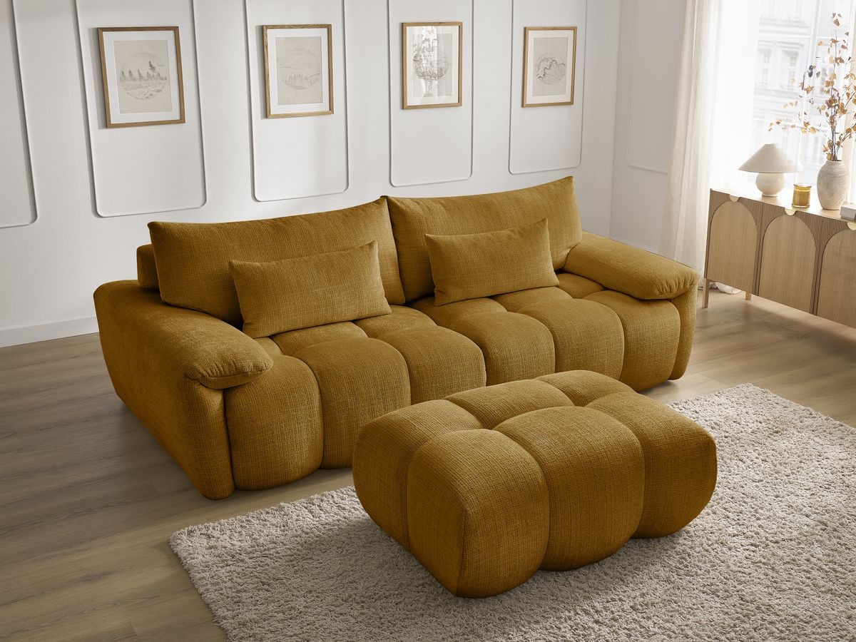 Bobochic Ivane Sofa 4-Sitzer Strukturstoff Gelb