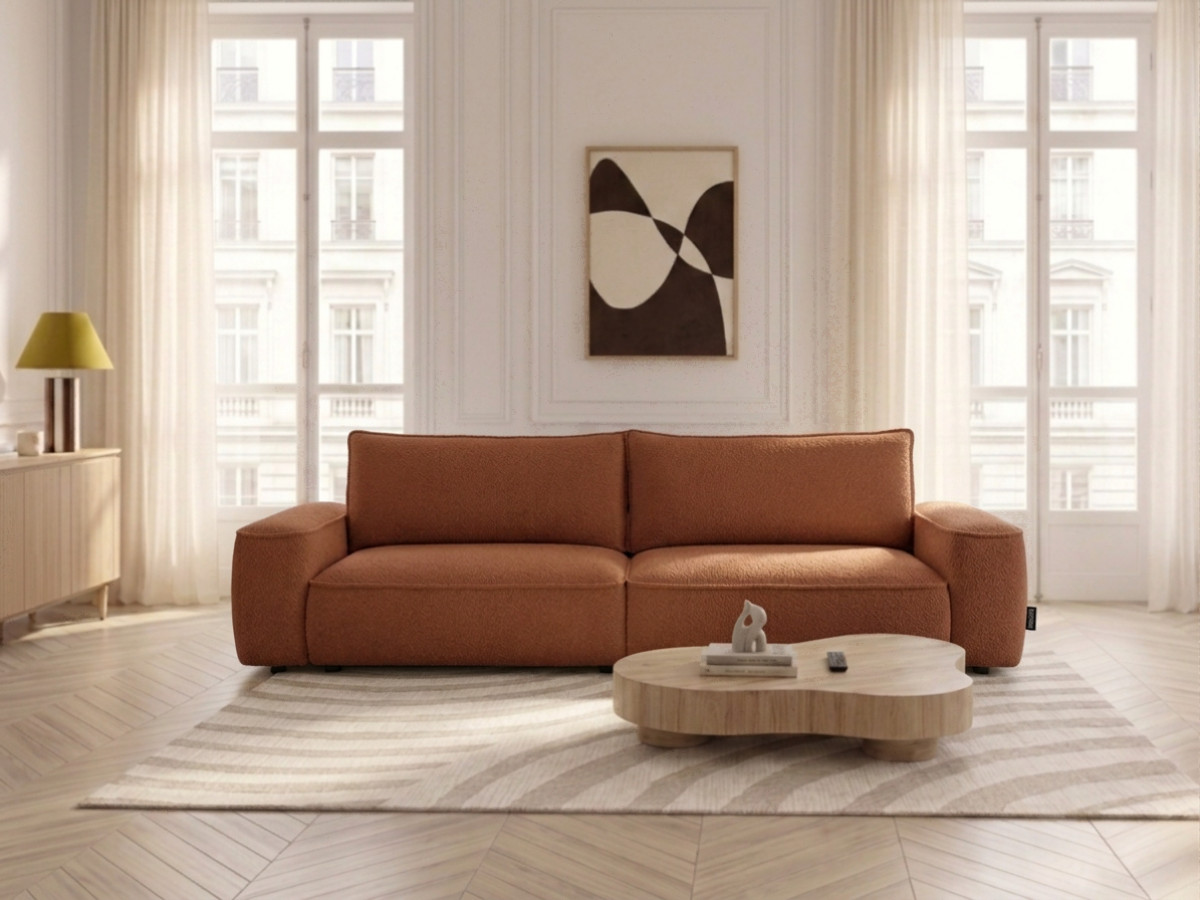 Bobochic Honore Schlafsofa 3-Sitzer mit Bettkasten Chenille Orange