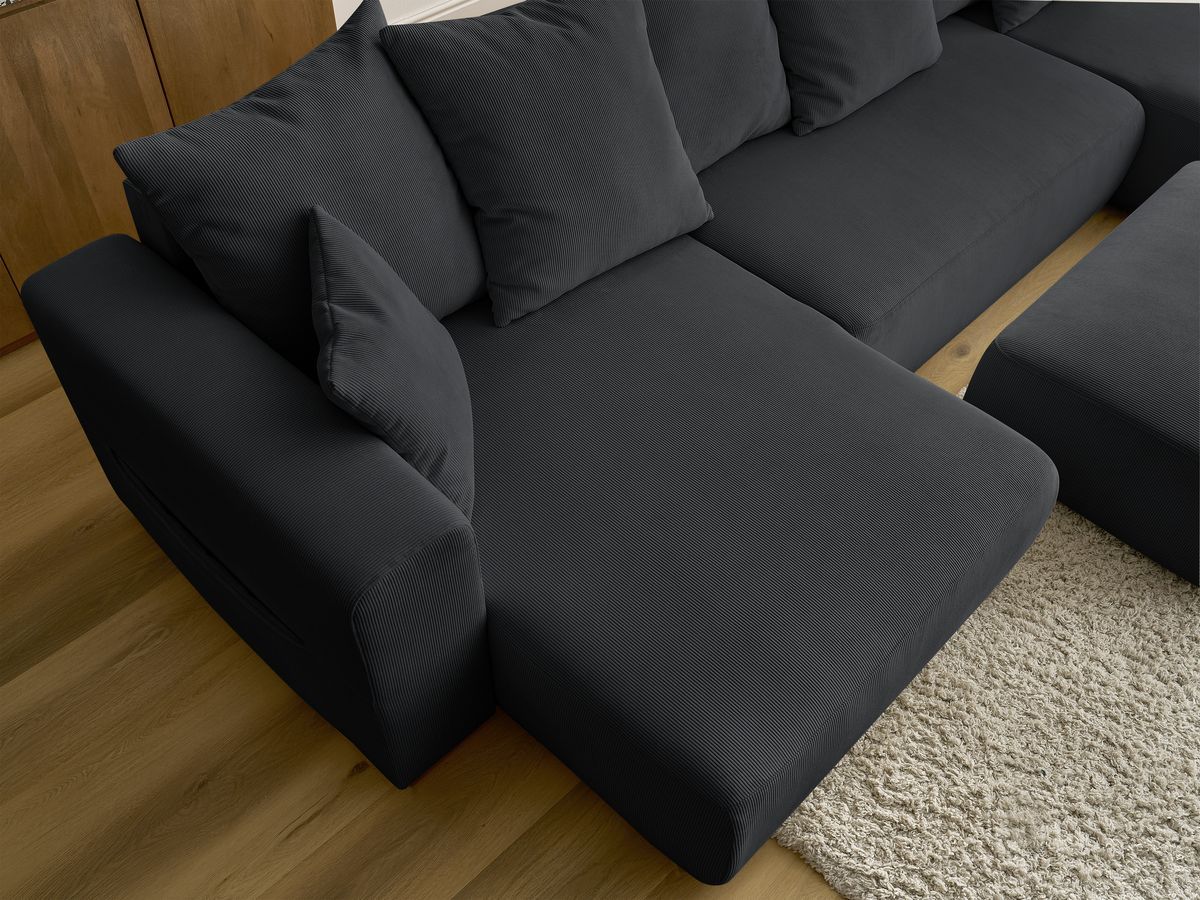 Bobochic Sidonie Wohnlandschaft mit Pouf Cordsamt Schwarz