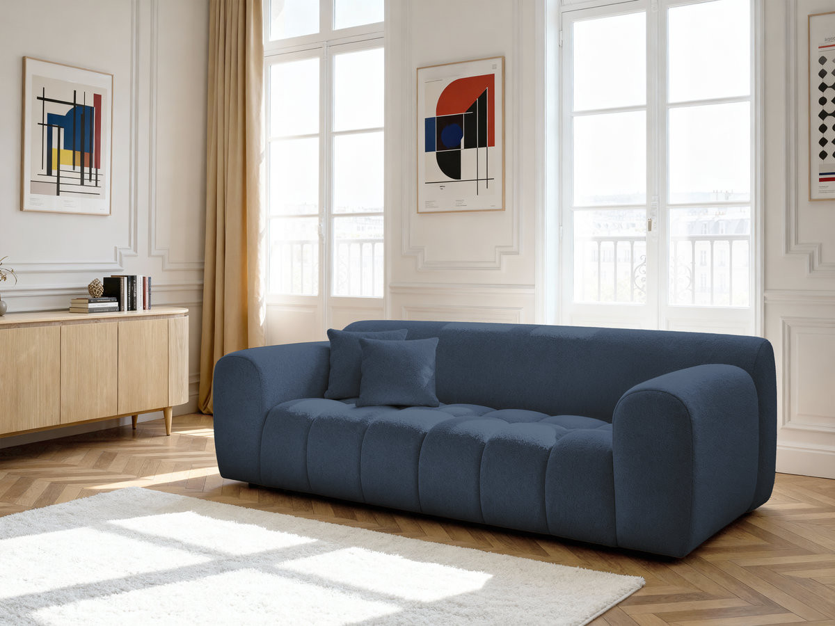 Bobochic Melisse Sofa 3-Sitzer Melange-Stoff Blau