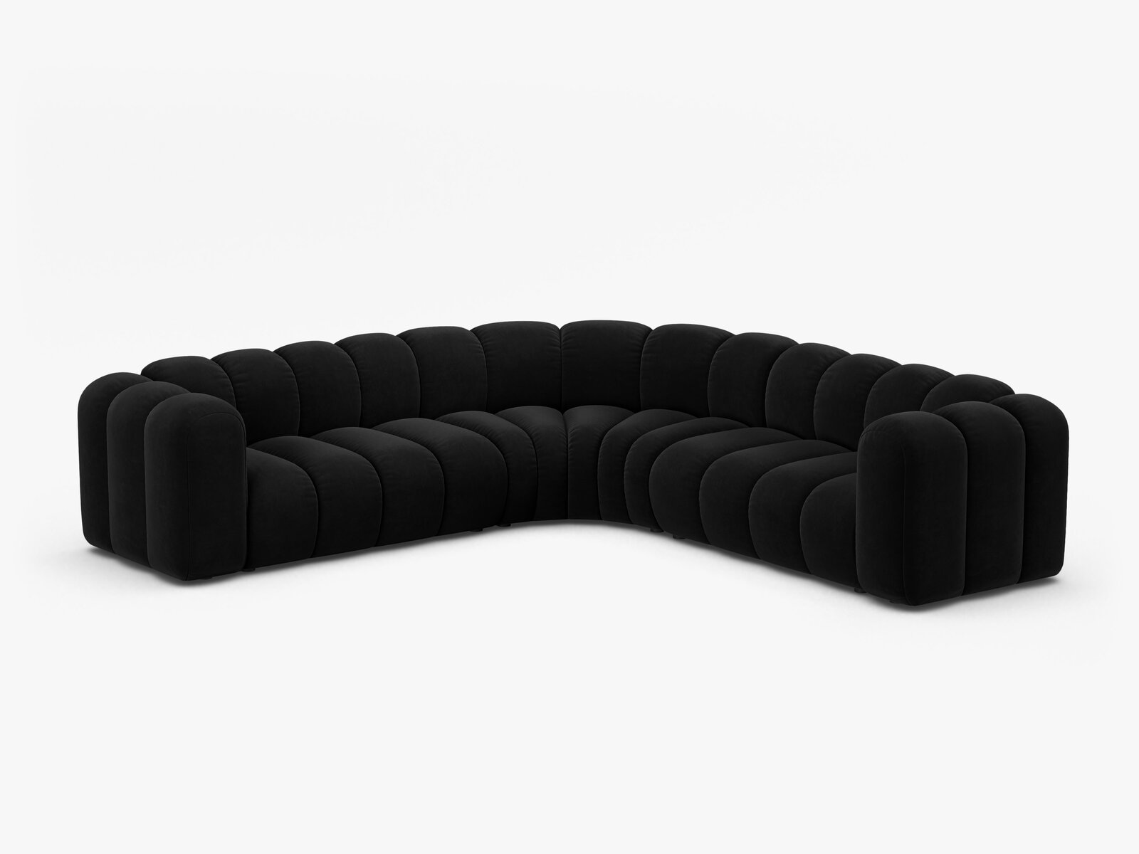 Micadoni symmetrisches Ecksofa Lupine 5-Sitzer mittelgroß Samt Salvador Schwarz