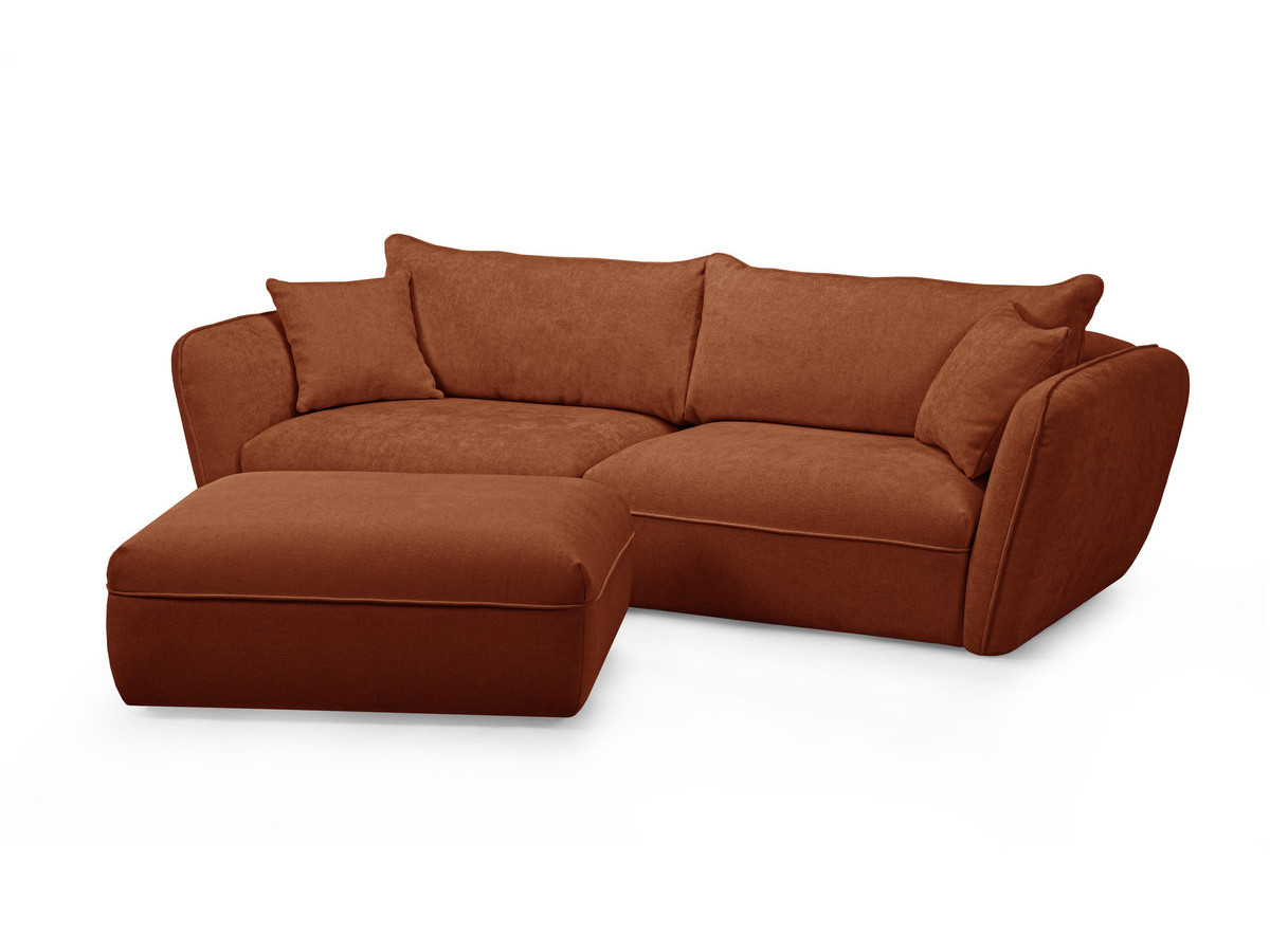 Bobochic Luigi Sofa 3-Sitzer mit Pouf Strukturstoff Orange