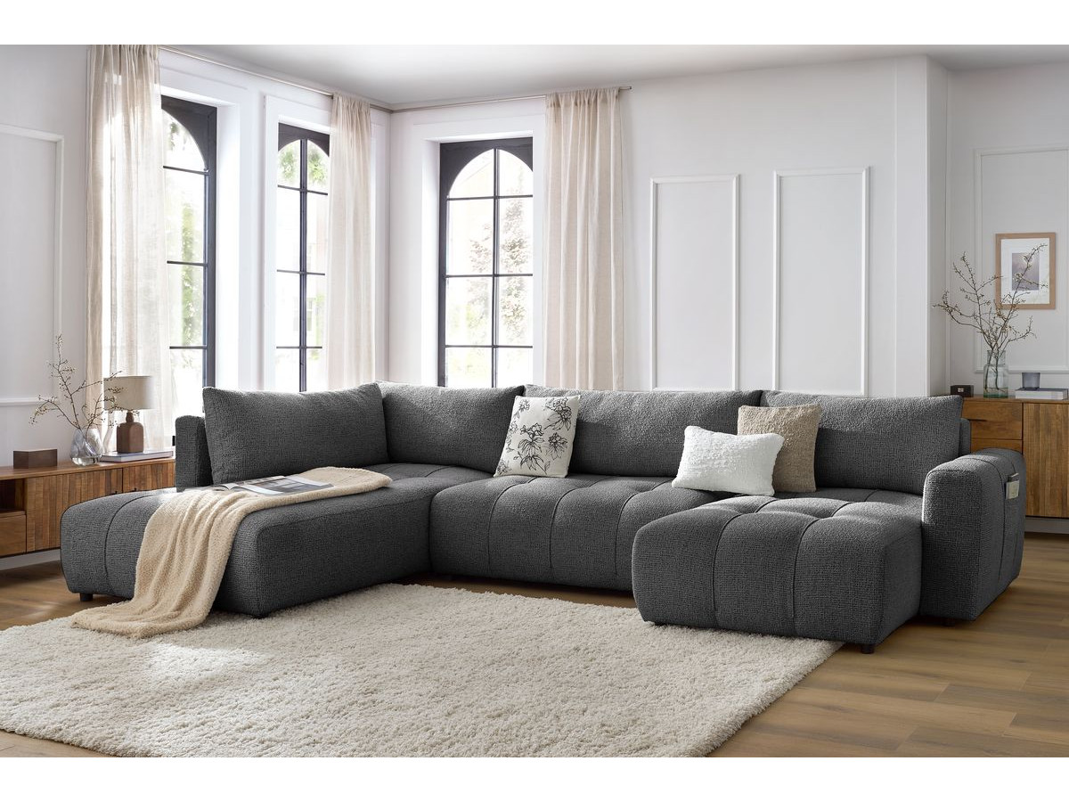 Bobochic Arsene Wohnlandschaft Melange-Stoff Dunkelgrau Ecke rechts