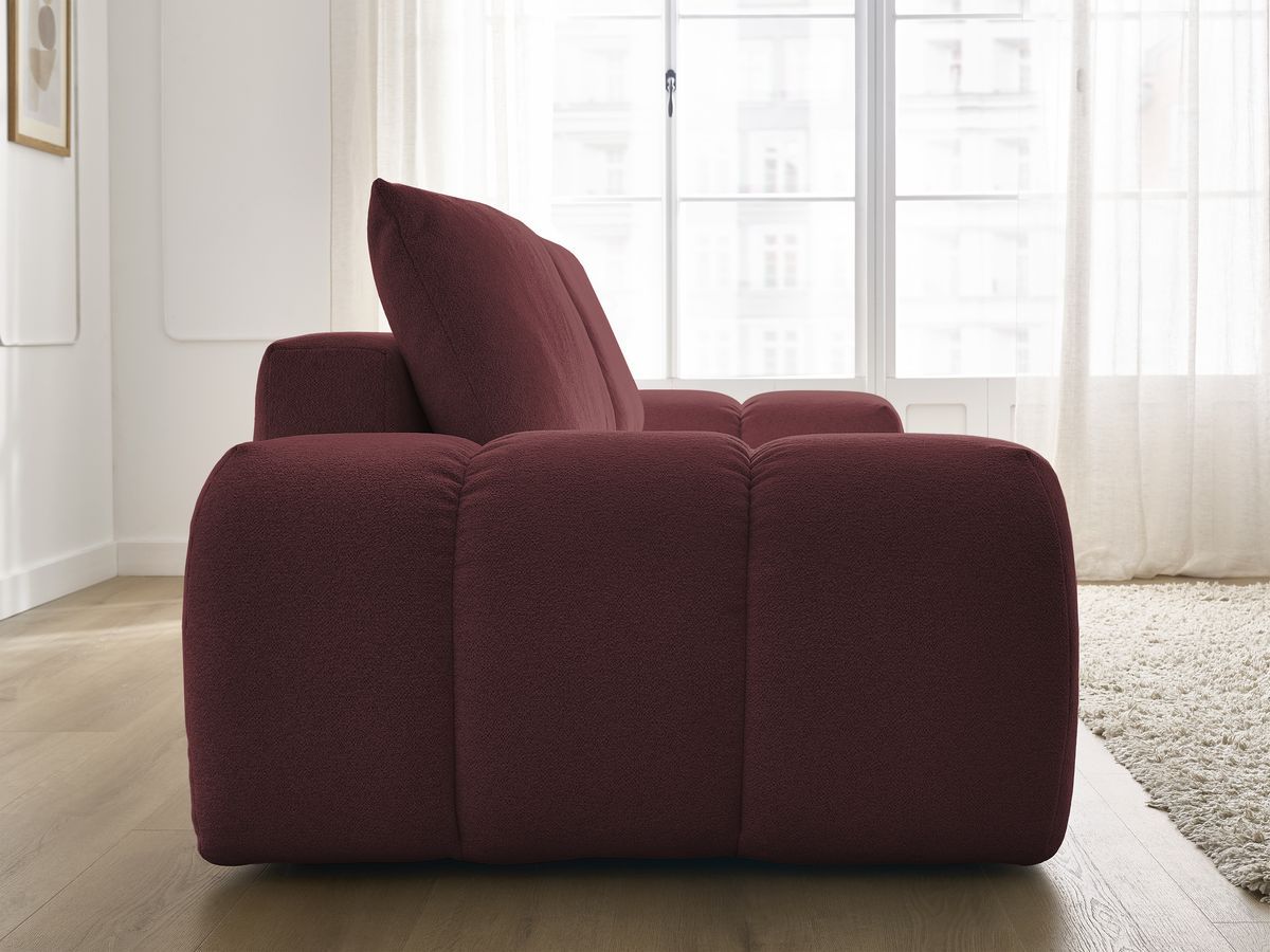 Bobochic Everest Sofa 3-Sitzer, 2 Kissen Melange-Stoff Rot