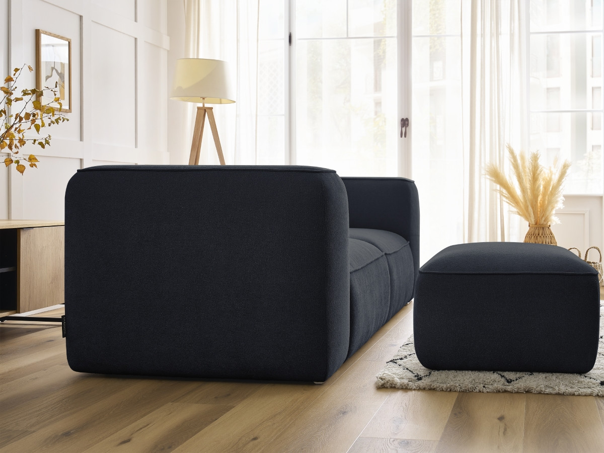 Bobochic Zephyr Sofa 3-Sitzer mit Pouf Strukturstoff Dunkelblau