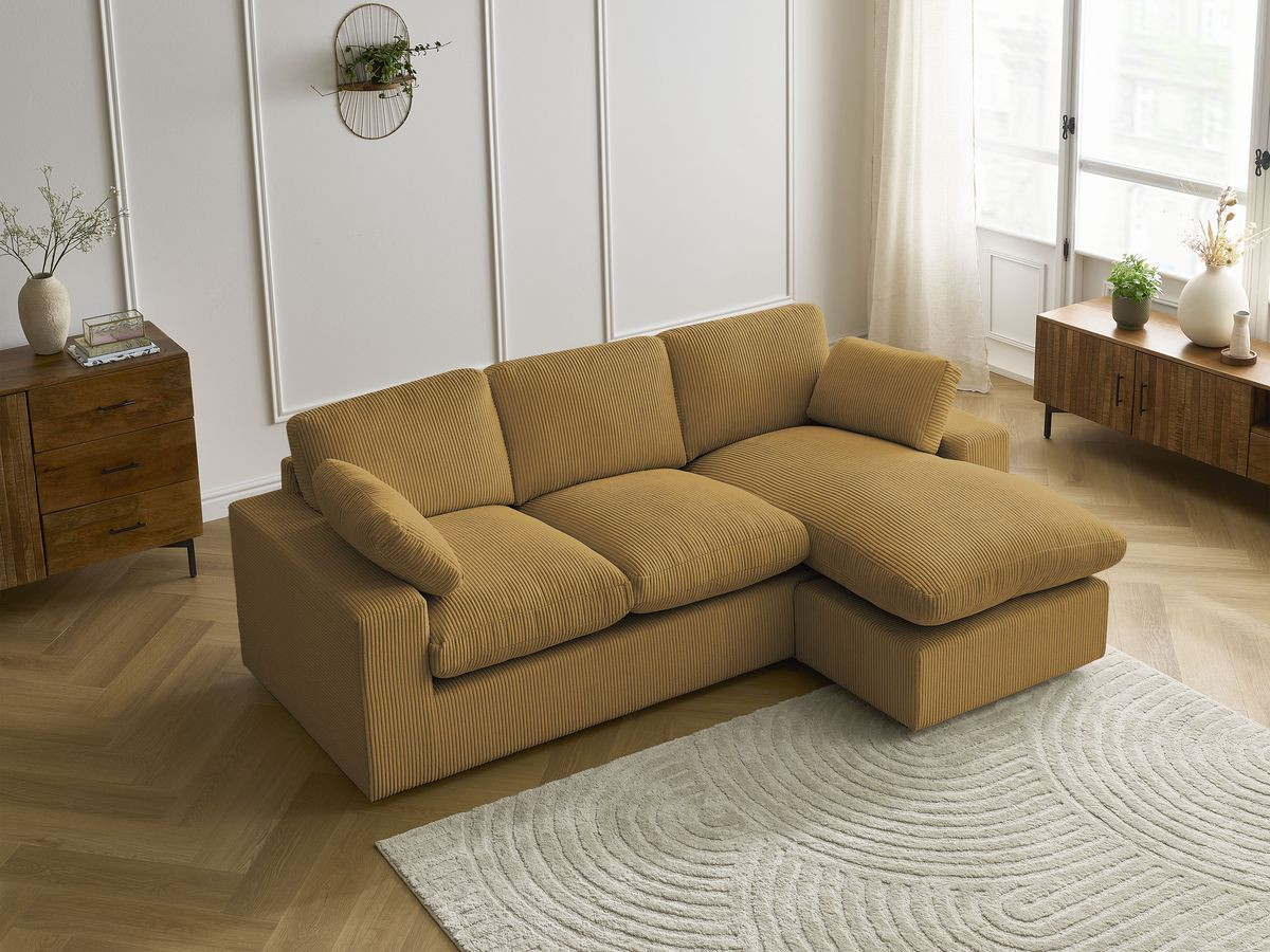 Bobochic Belair Ecksofa 220 × 139 cm Cordsamt Gelb
