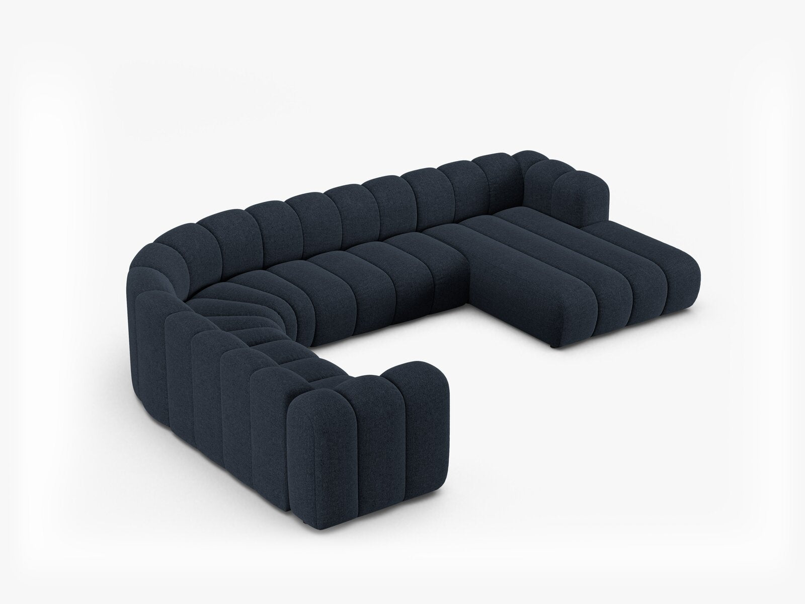 Micadoni Modulares Panorama Ecksofa Lupine 6-Sitzer Links Chenille Eden Marineblau