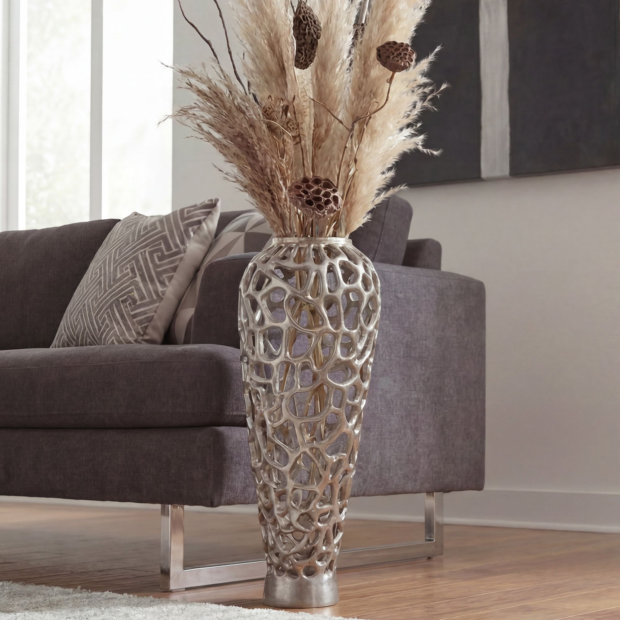 Bodenvase Rolvsoy Aluminium Silber Ø 31 cm