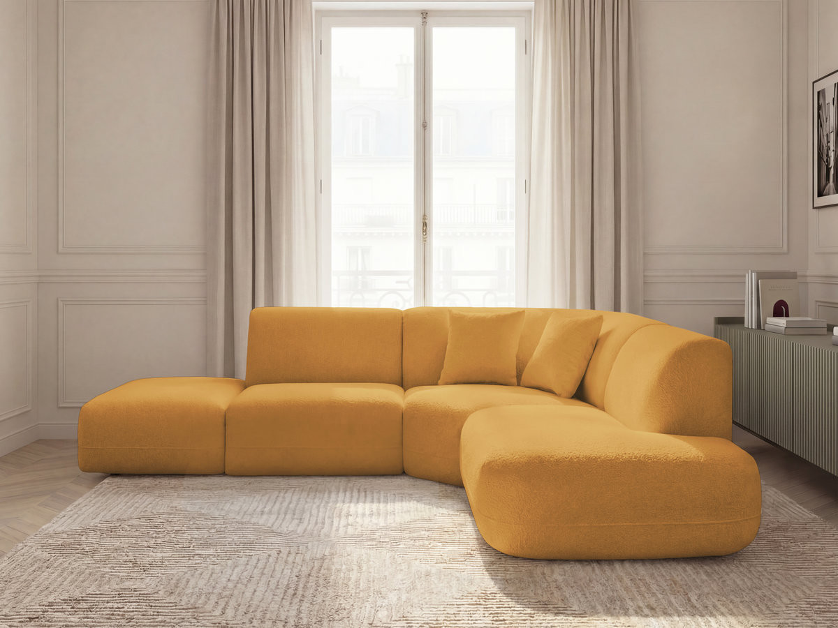 Bobochic Anda Ecksofa 279 × 264 cm Chenille Gelb Ecke rechts