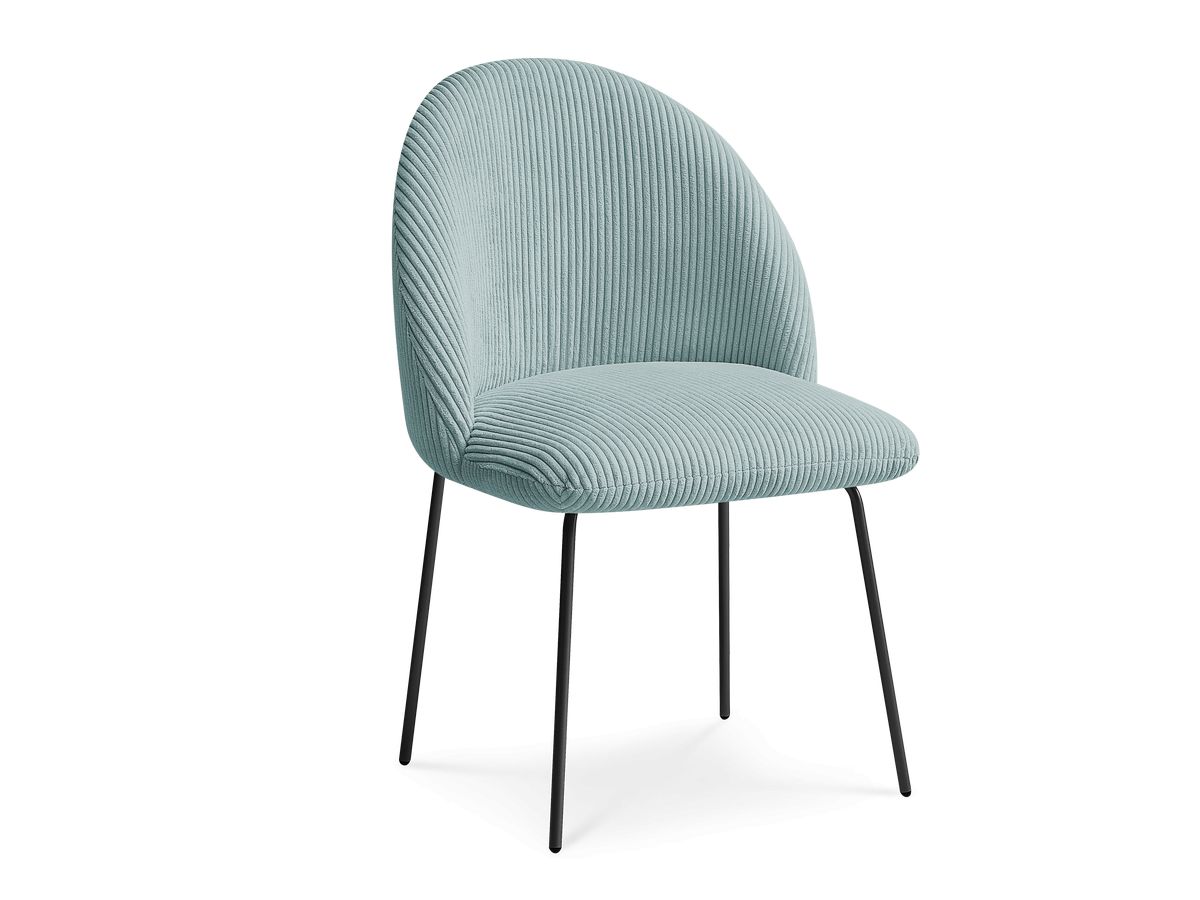 Bobochic Lalie Esszimmerstuhl mit Metallbeinen, schwarz Cordsamt Hellblau
