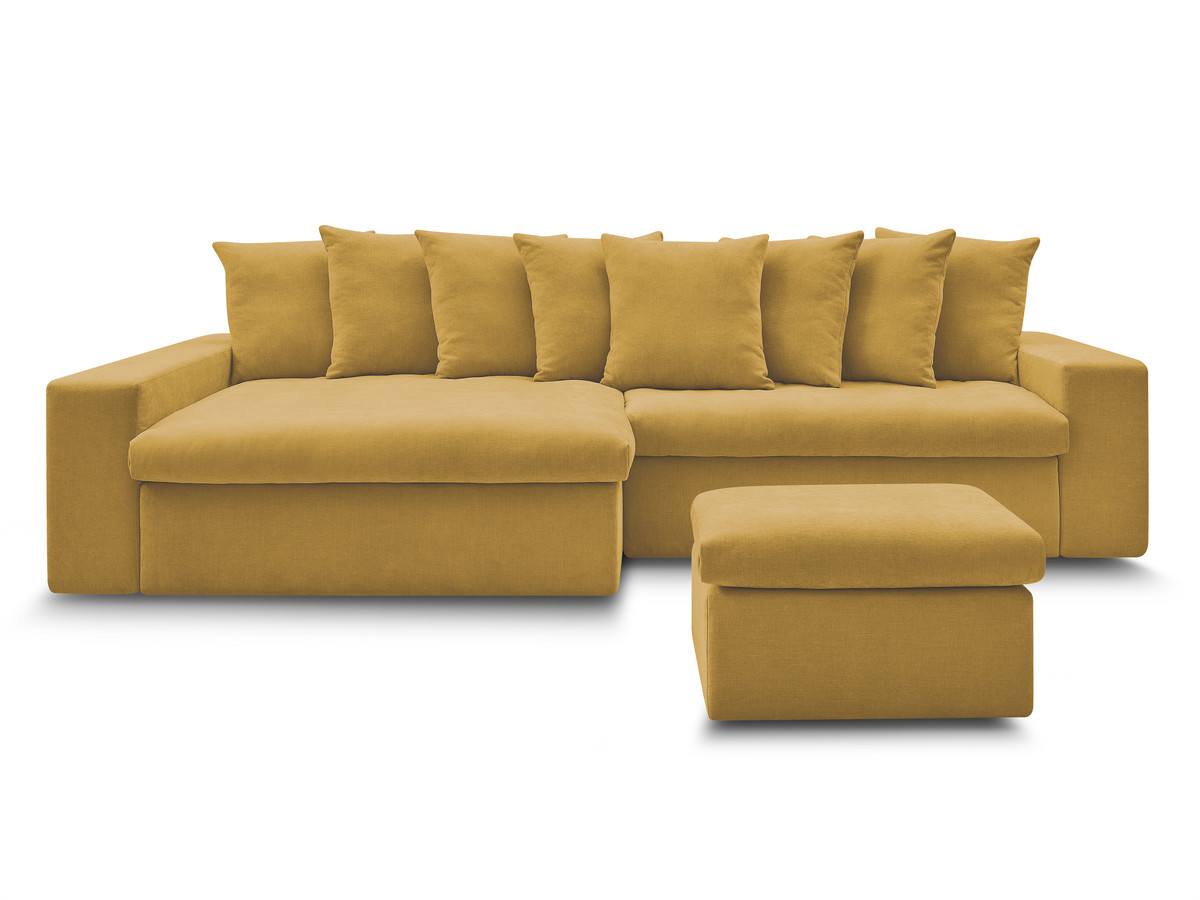 Bobochic Enore Ecksofa mit Pouf Stoff Gelb Ecke links