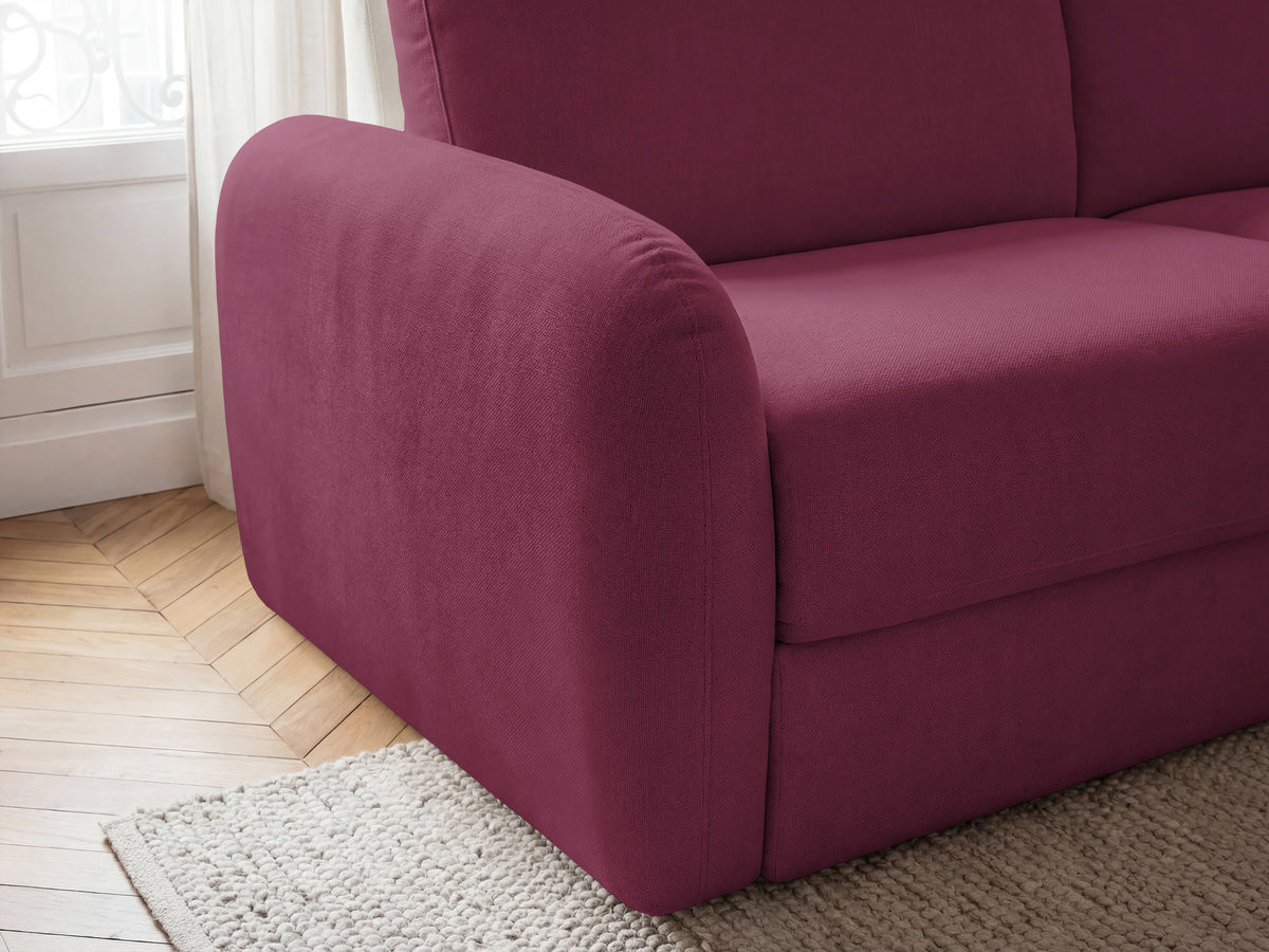 Bobochic Kenan Schlafsofa 3-Sitzer Stoff Rot, Liegefläche 140 × 196 cm