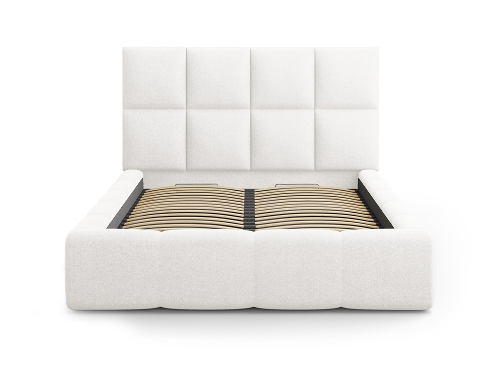 Cosmopolitan Design Stauraumbett mit Kopfteil Livigno 160x200 Strukturierter Stoff Solid Weiß