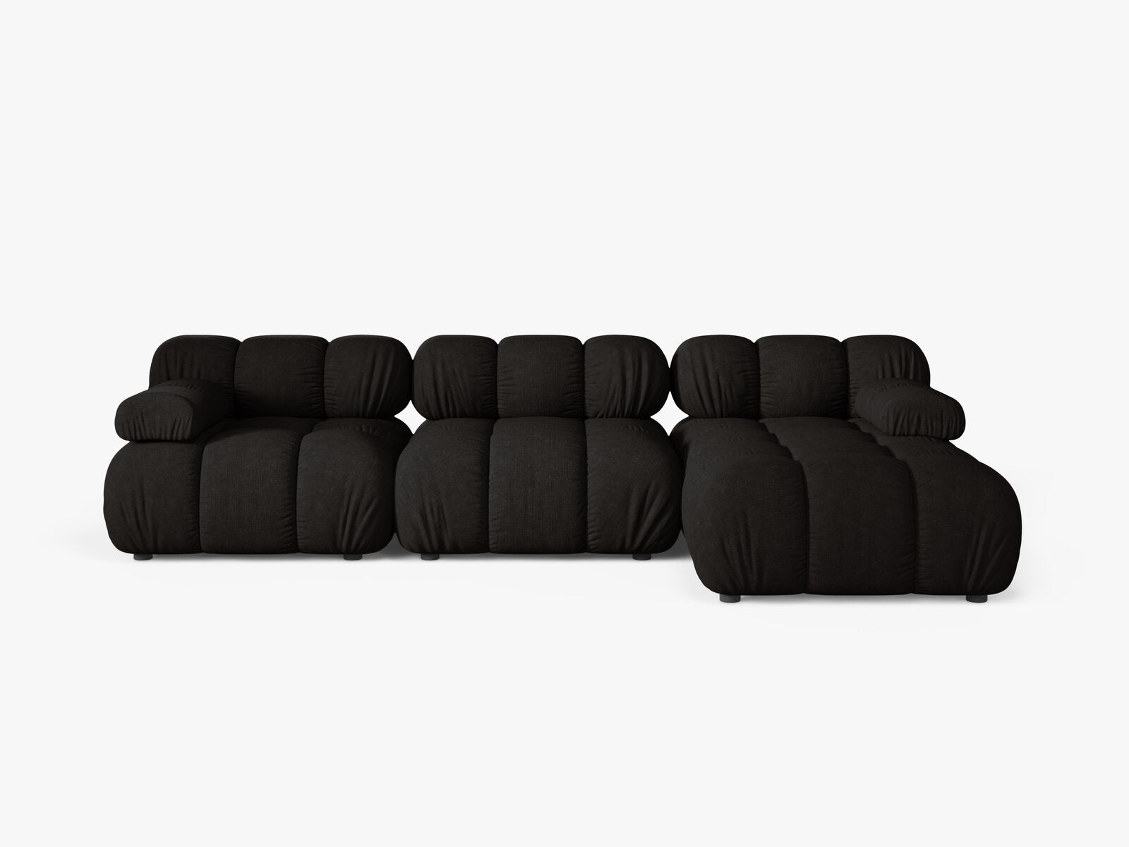 Micadoni Modulares Ecksofa Bellis 4-Sitzer Rechts Strukturierter Stoff Liberty Schwarz