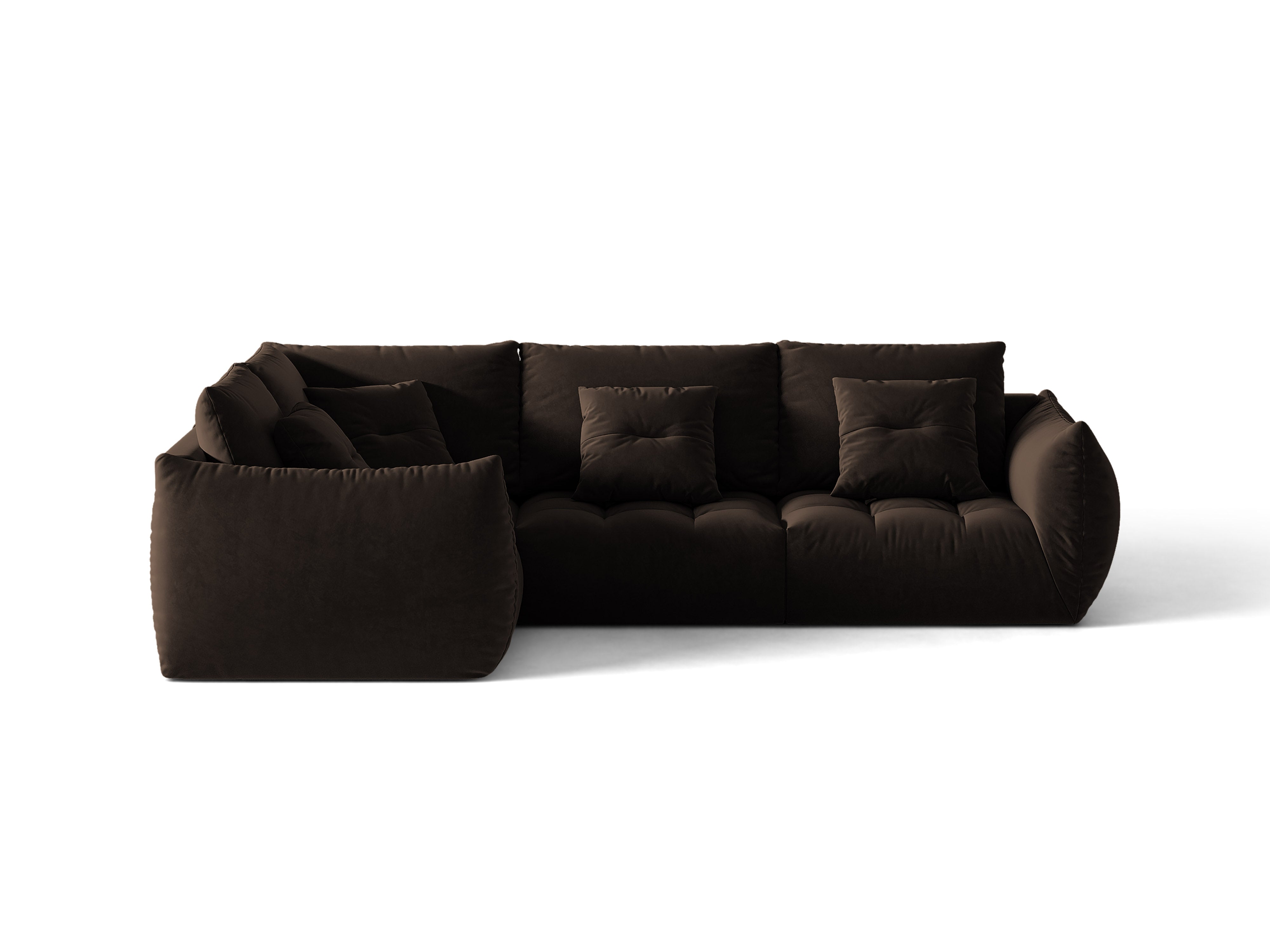Micadoni Ecksofa Bloom 4-Sitzer Samt Bluvel Dunkelbraun Links