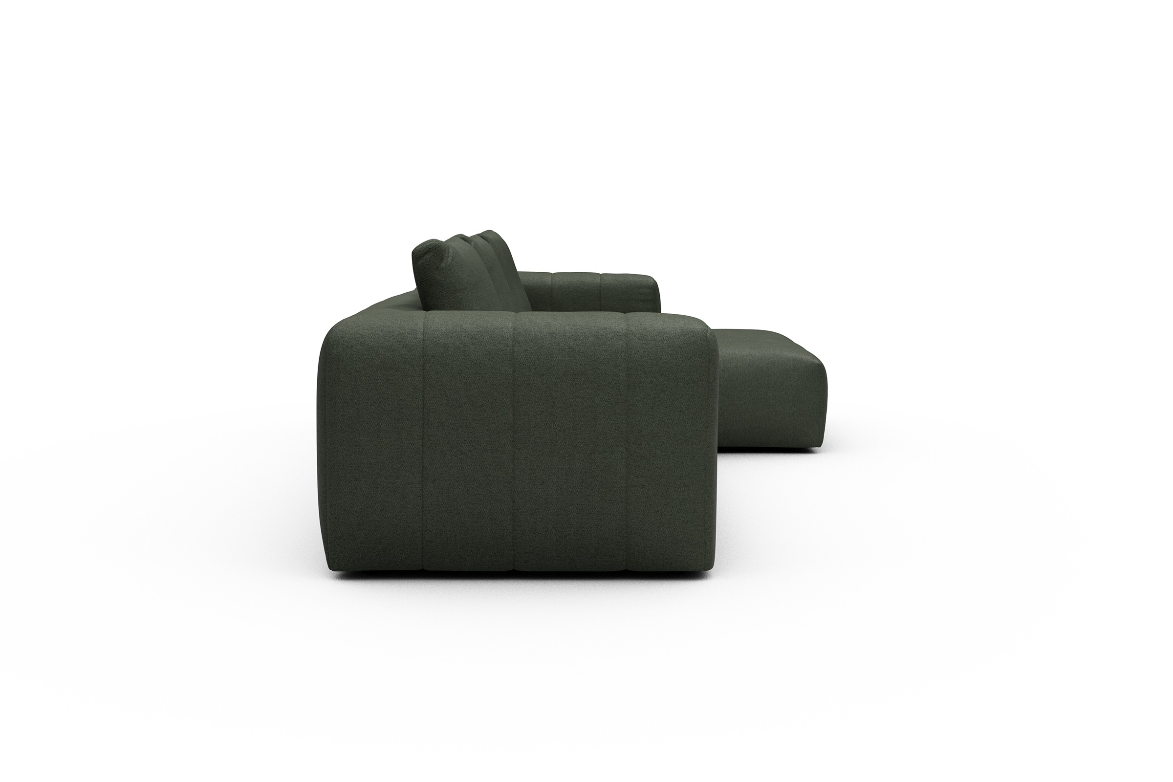 Ecksofa Hugo 2,5-Sitzer Armlehne links mit Chaiselongue Denari-Forest-Green