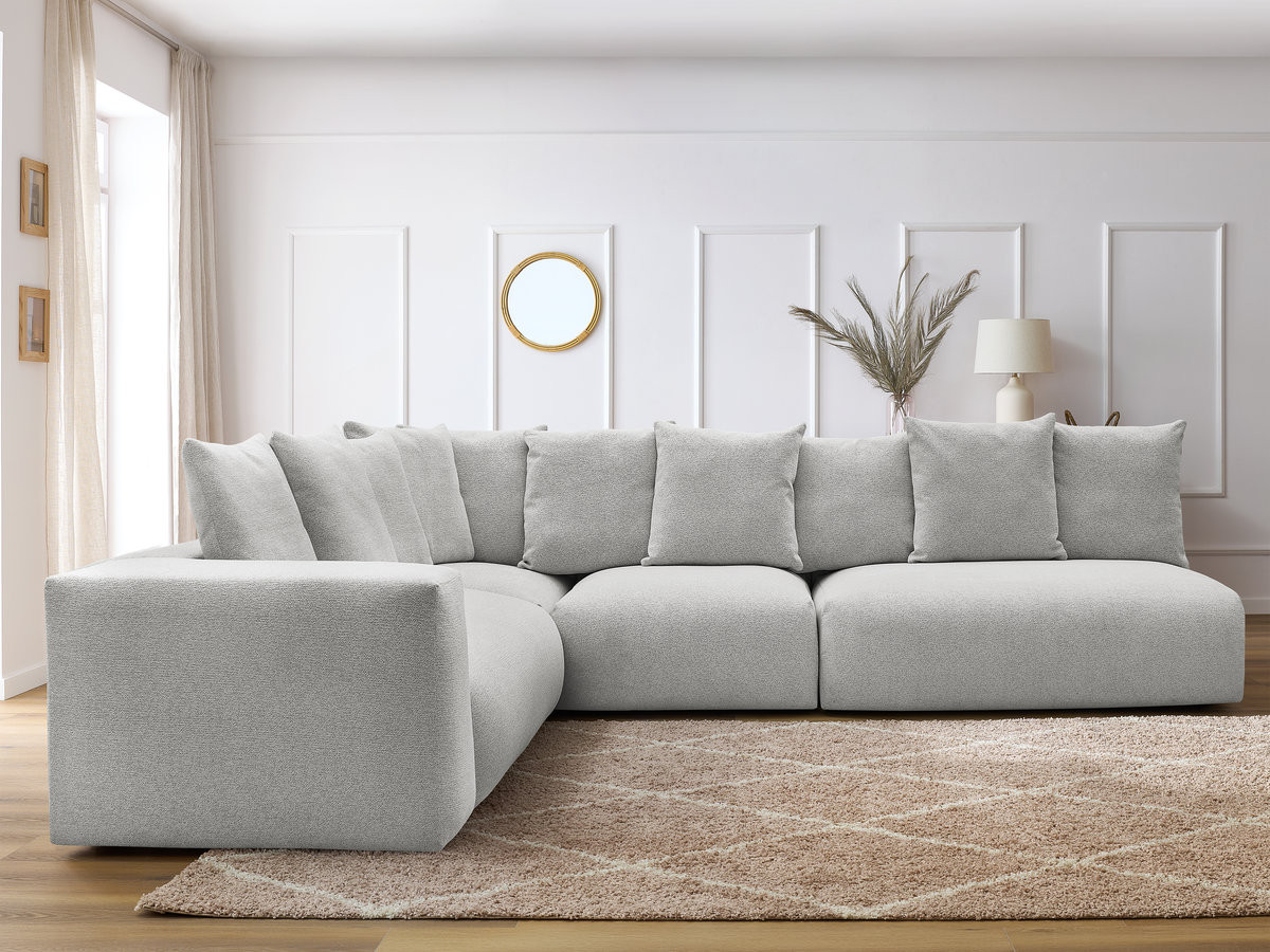 Bobochic Voltaire Ecksofa 322 × 268 cm Melange-Stoff Hellgrau Ecke links