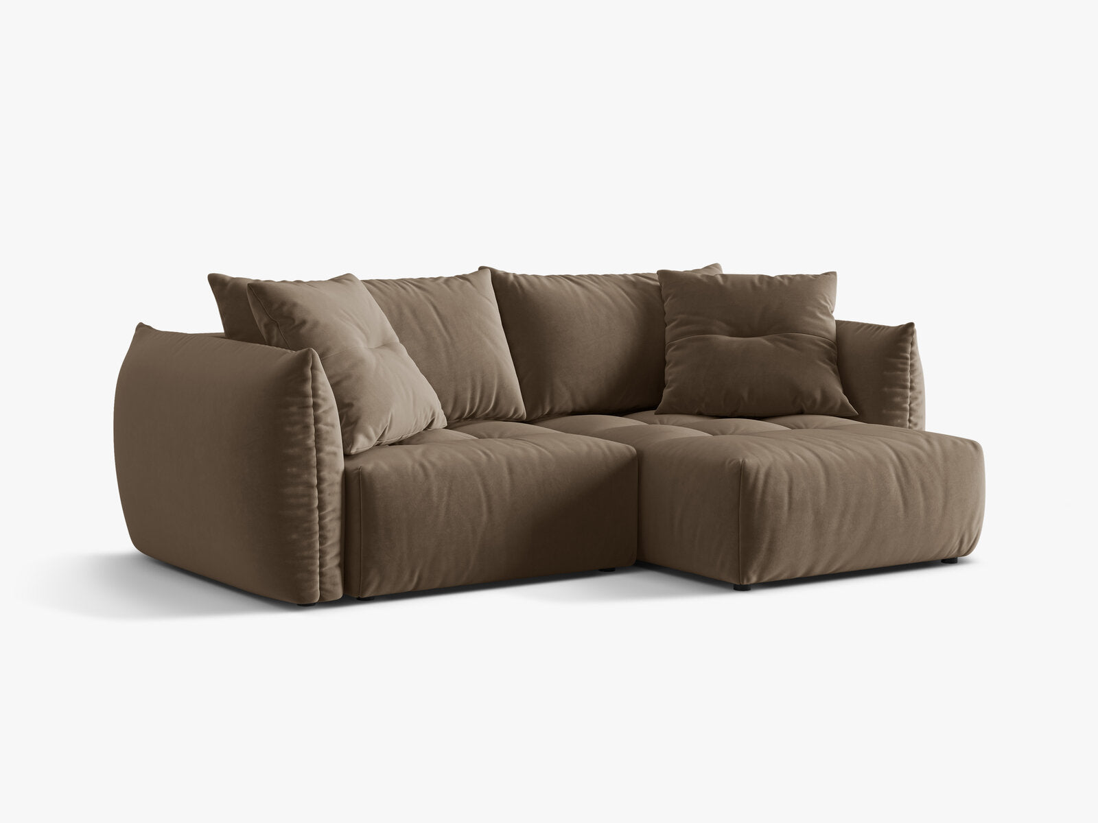 Micadoni Bloom Ecksofa 3-Sitzer mit Schlaffunktion Rechts Samt Casino Hellbraun