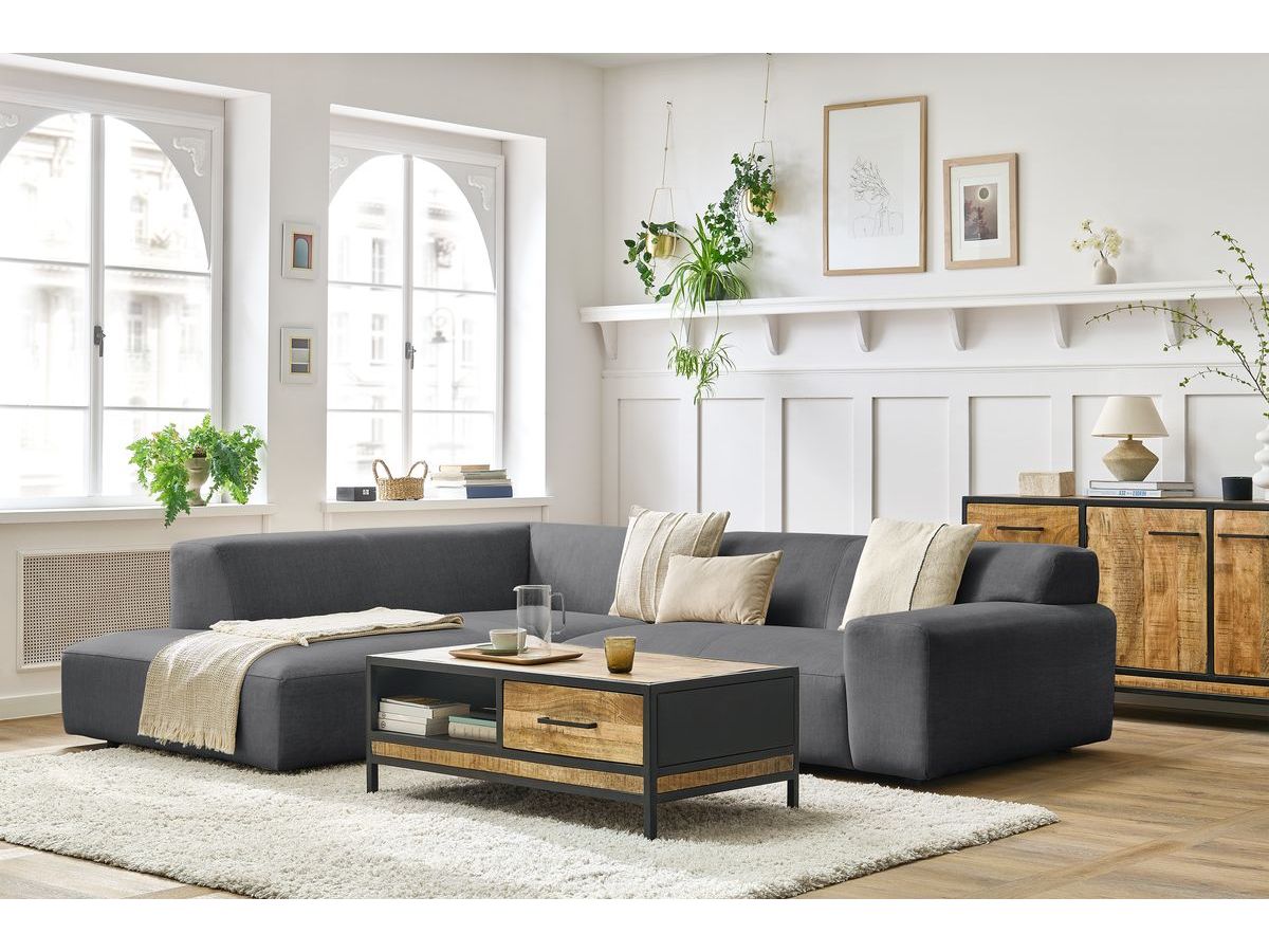 Bobochic Lavena Ecksofa 272 × 220 cm Samt Dunkelgrau Ecke links