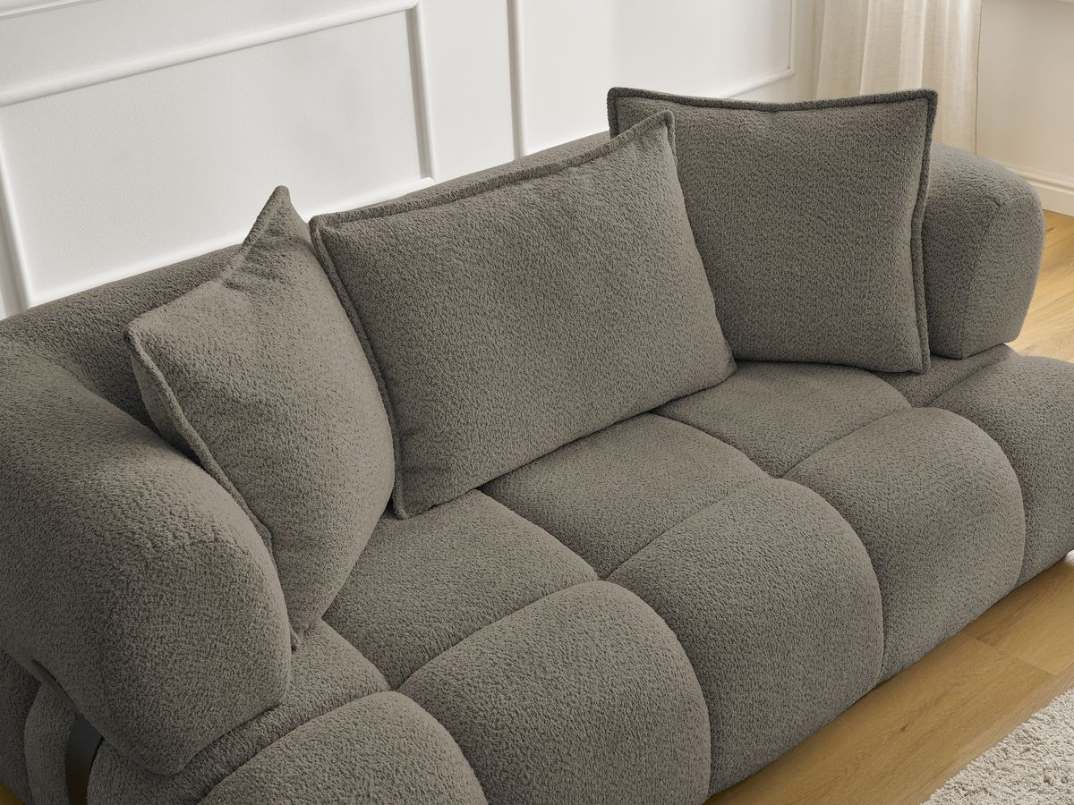Bobochic Alya Sofa 2-Sitzer mit Pouf Bouclé-Stoff Taupe