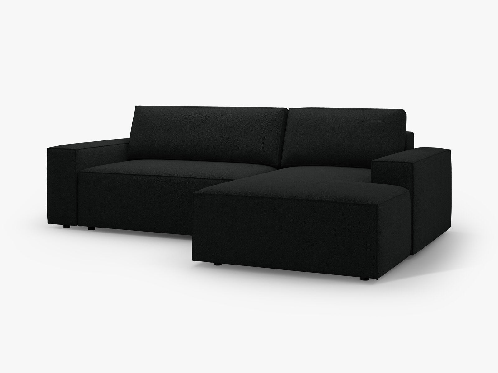 Micadoni Schlaf-Ecksofa Jodie 3-Sitzer Rechts Boucle Schwarz