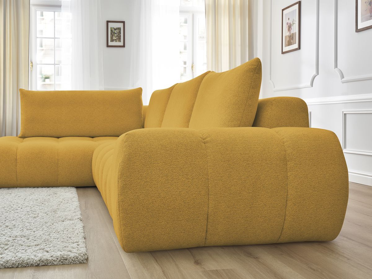 Bobochic Everest Ecksofa, 4 Kissen Melange-Stoff Gelb Ecke links