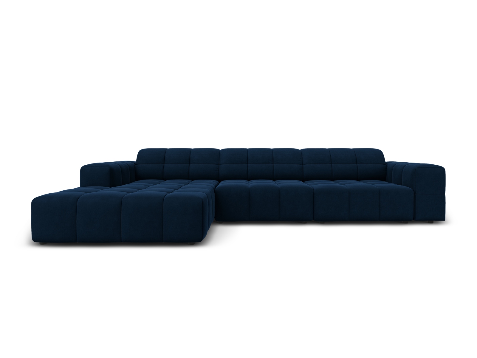 Cosmopolitan Design Ecksofa Chicago 4-Sitzer Samt Bluvel Königsblau Links