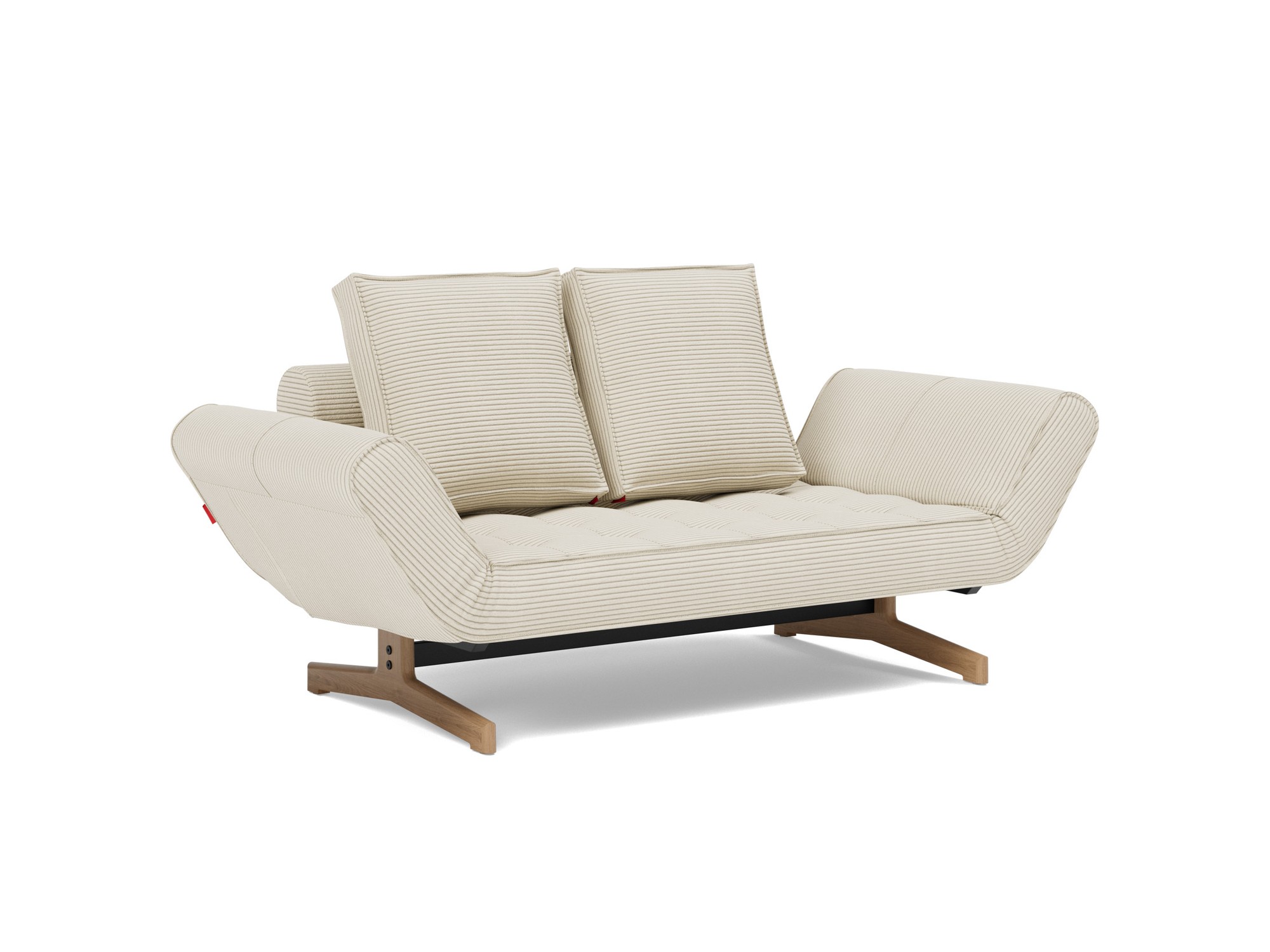 Tagesbett Ghia Kord Corduroy 594-Ivory Beine Eiche