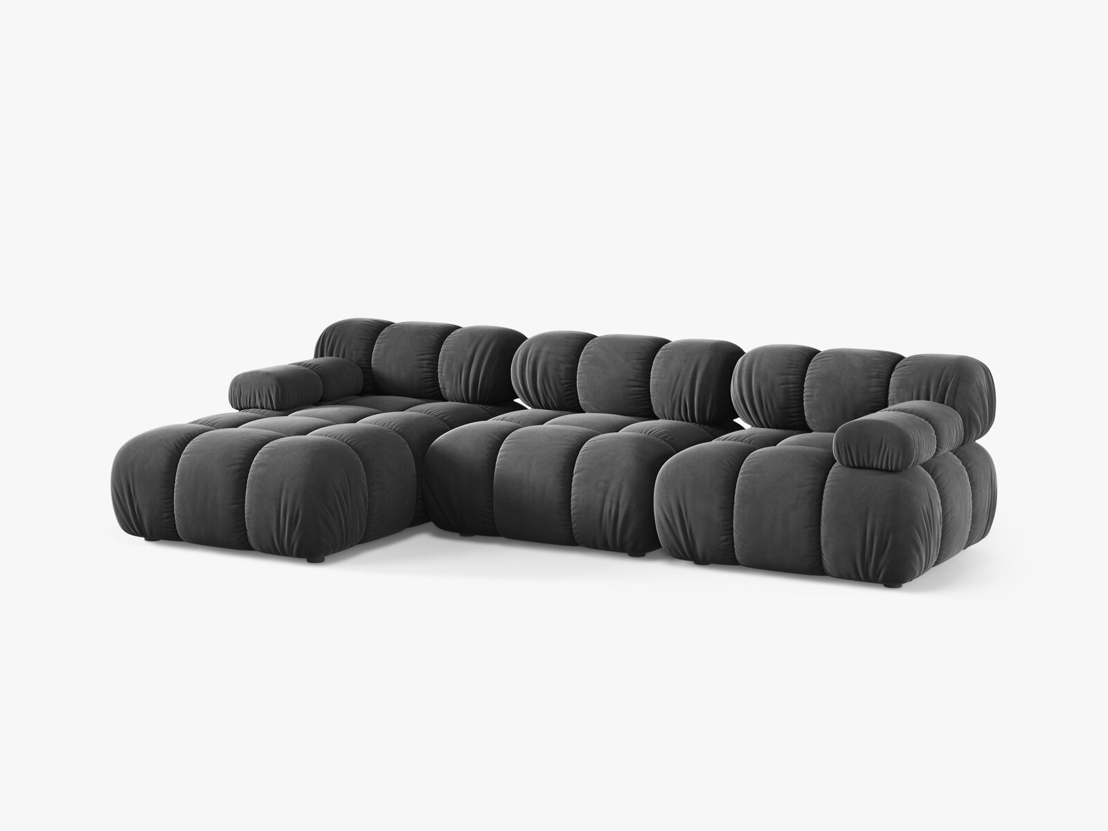 Micadoni Modulares Ecksofa Bellis 4-Sitzer Links Samt Venus Grau