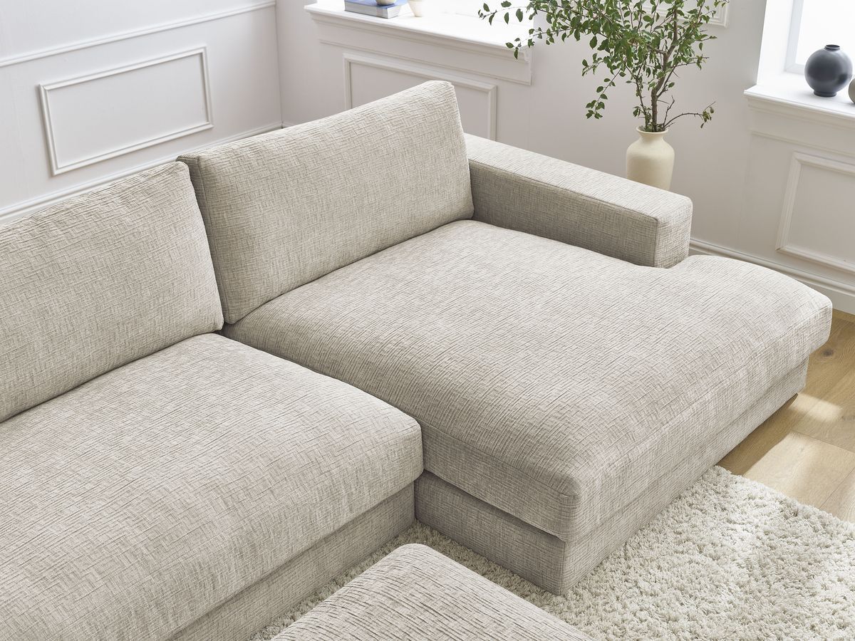 Bobochic Leonard Wohnlandschaft mit Pouf 404 × 159 cm Strukturstoff Beige
