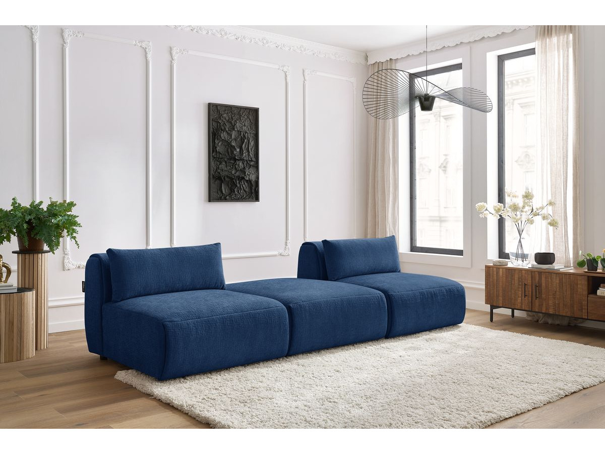 Bobochic Jeanne Sofa 3-Sitzer Strukturstoff Dunkelblau