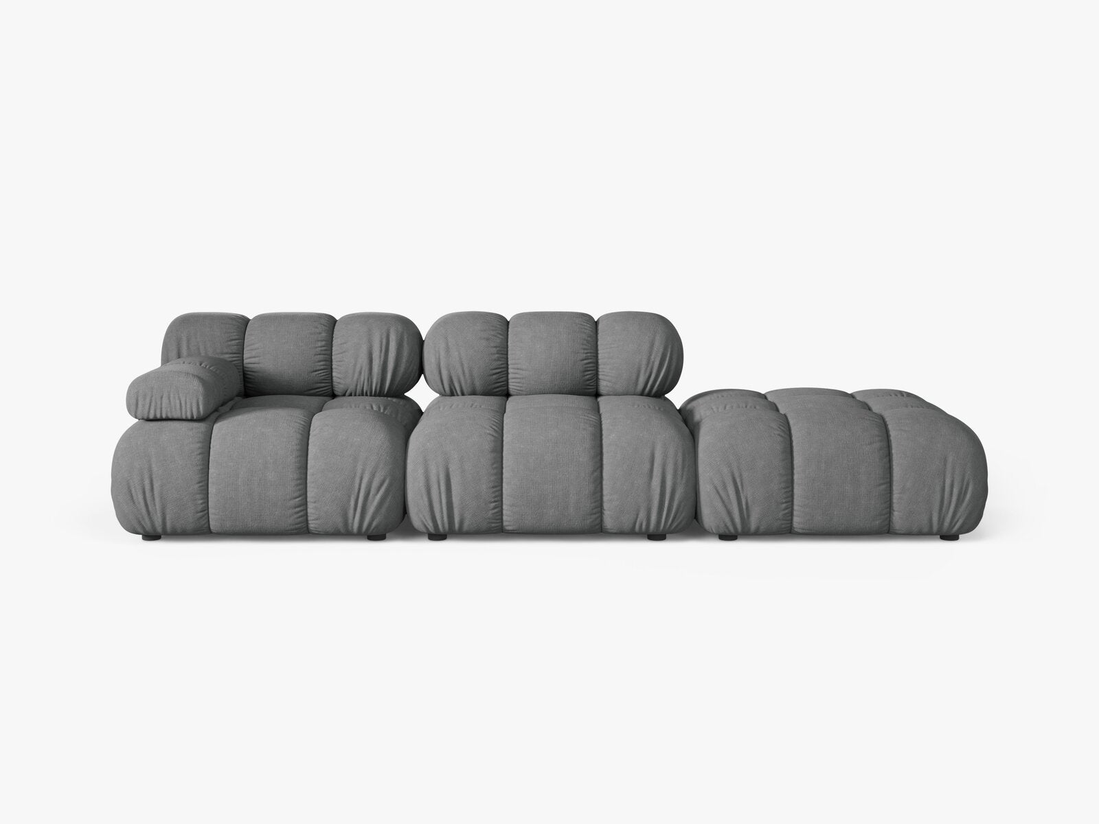 Micadoni Modulares Sofa Bellis 4-Sitzer Rechts Strukturierter Stoff Liberty Grau