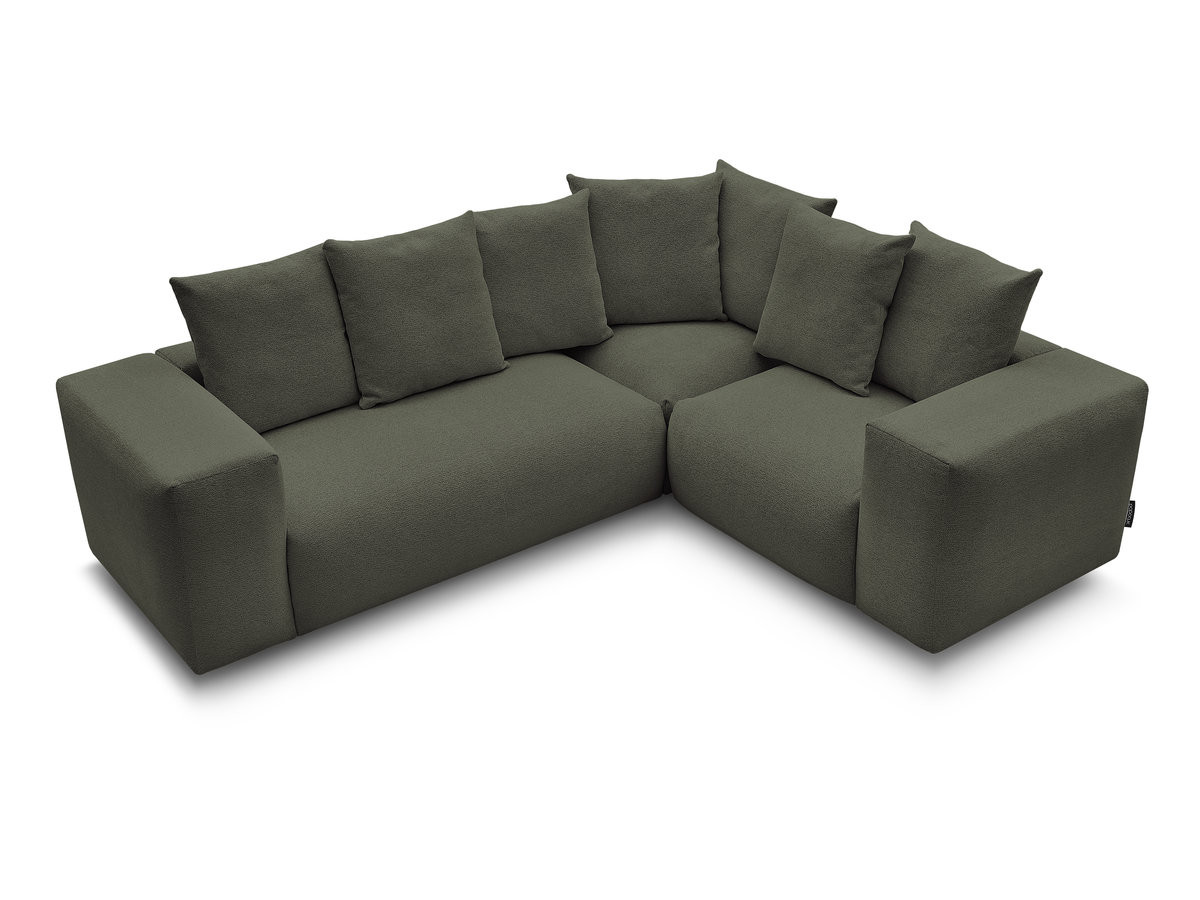Bobochic Voltaire Ecksofa 268 × 214 cm Melange-Stoff Grün Ecke rechts