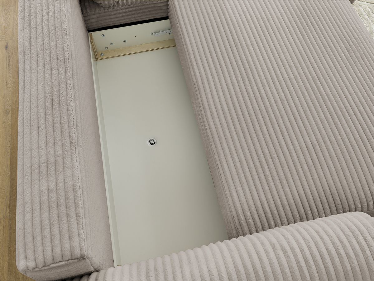Bobochic Lucien Ecksofa mit Schlaffunktion und Bettkasten 314 × 167 cm Breitcord weich Taupe Ecke rechts