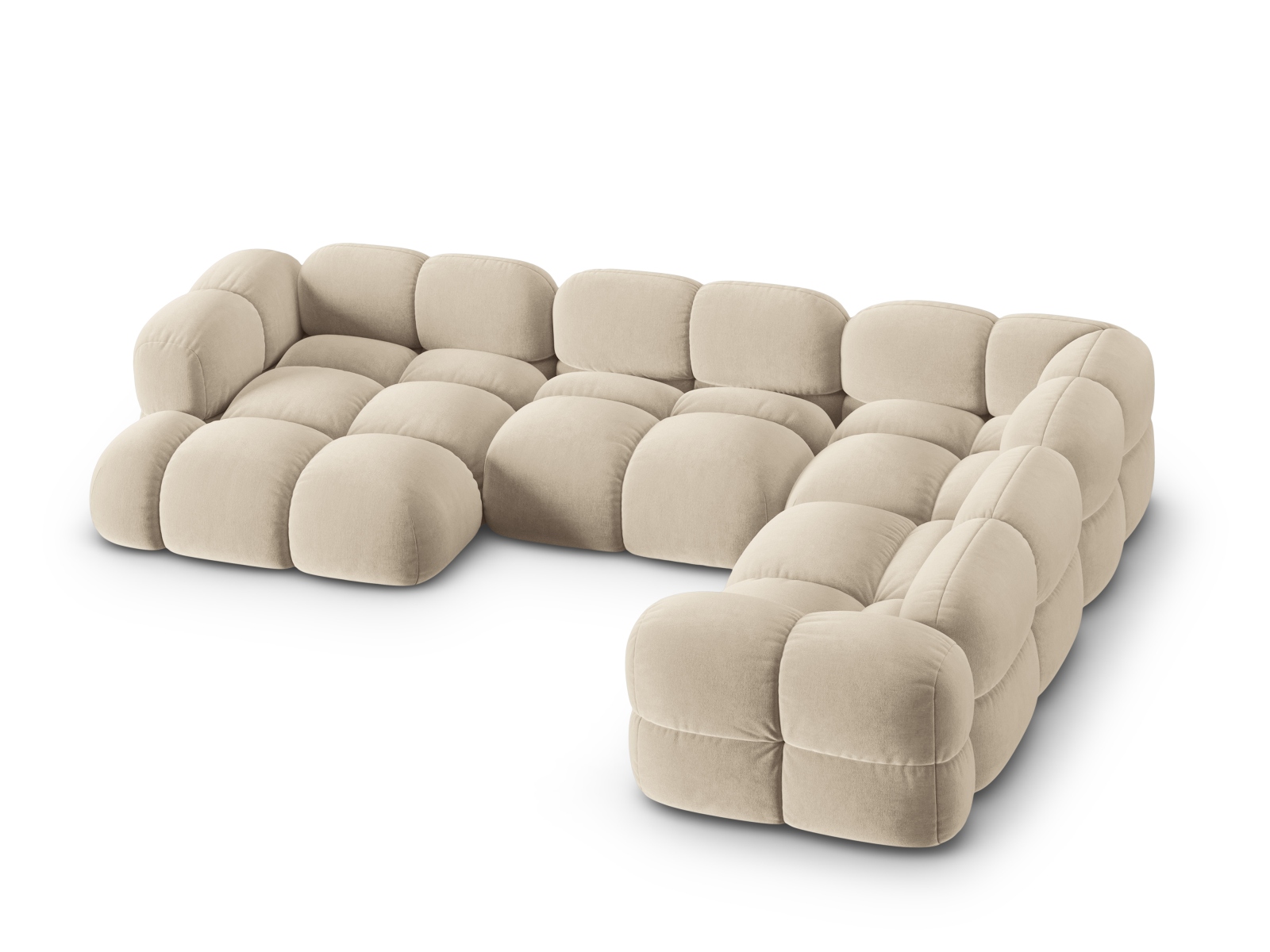 Cosmopolitan Design Panoramasofa Loretto 5-Sitzer Samt Vogue Helles Beige Rechts