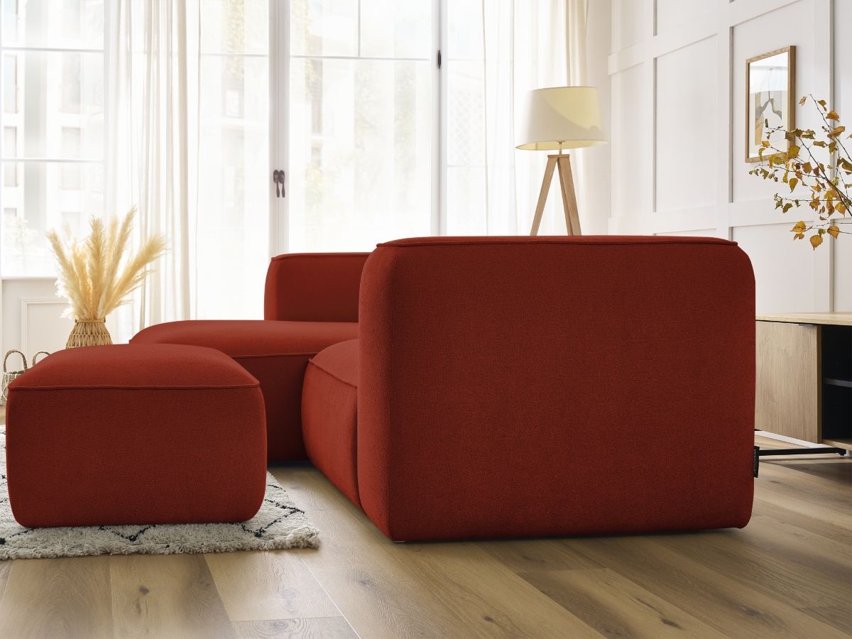 Bobochic Zephyr Ecksofa mit Pouf 260 × 165 cm Strukturstoff Orange Ecke links